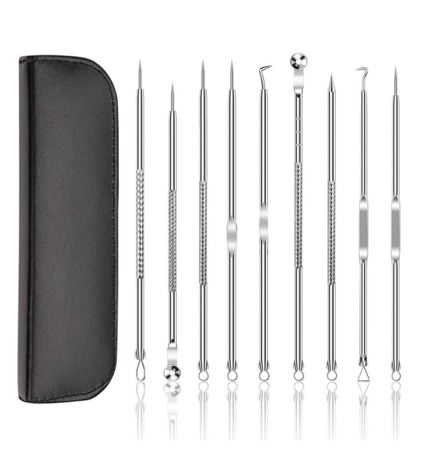 9 in 1 Pimple Popper Tool Kit - Blackhead Extractor & Comedone Remover for Nose & Face - Includes PU Bag - Buy Online on GoSupps.com