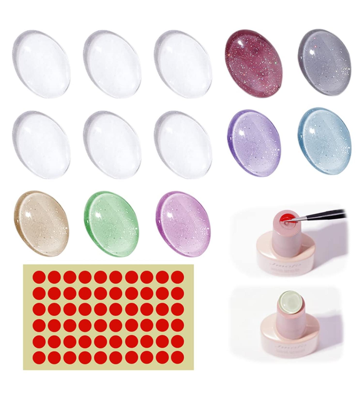30-Piece Glass Nail Pattern Tip Set | Geometric Nail Art Display | Clear Nail Color Display & Double-Sided Adhesive Tape for Nail Studio - Oval Style - Buy Online on GoSupps.com