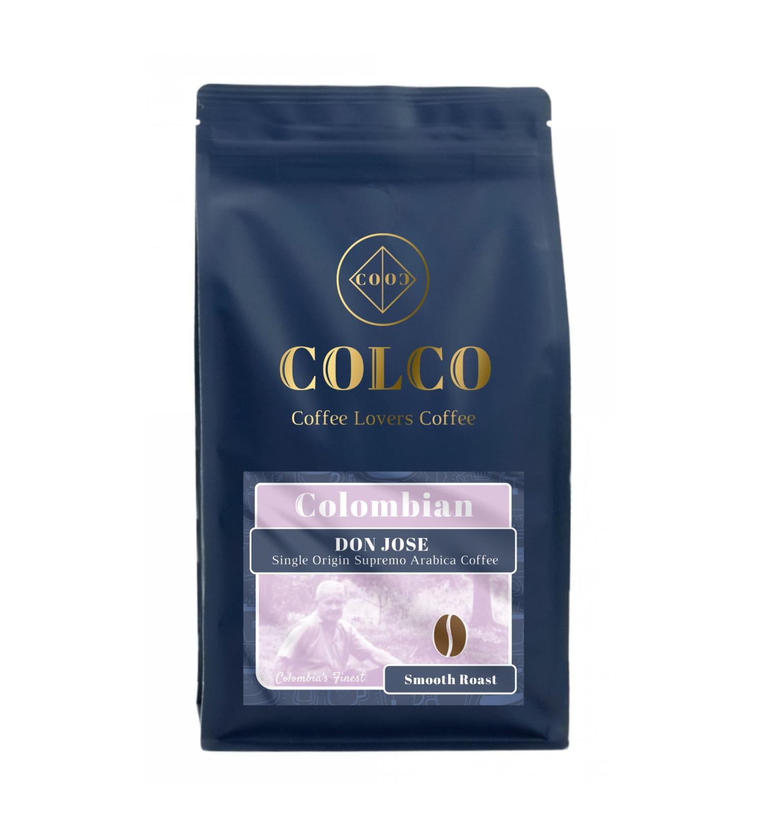 DON JOSE COLOMBIAN Speciality Coffee Beans Smooth Roast Supremo Arabica Traditionally Hand Roasted Coffee Beans (1kg Resealable bag) - Buy Online on GoSupps.com