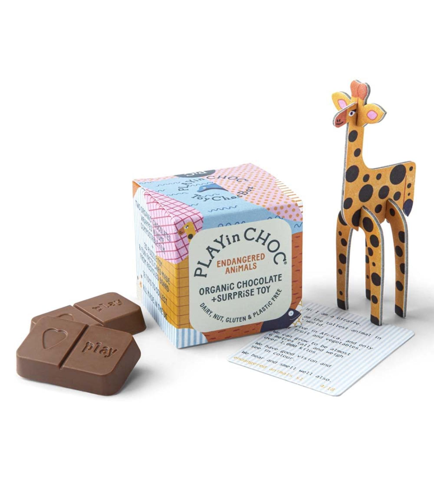 PLAYin CHOC Playin Choc Pack of 4 chocolate and endangered species surprise dice 20g