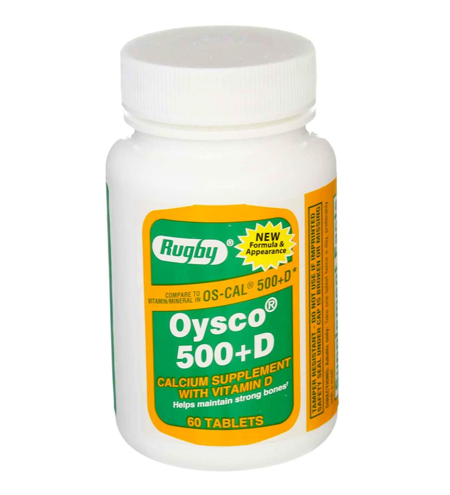 Rugby Oysco 500 + Vitamin D 60 Tabs - Bone Health Support - Buy Online on GoSupps.com
