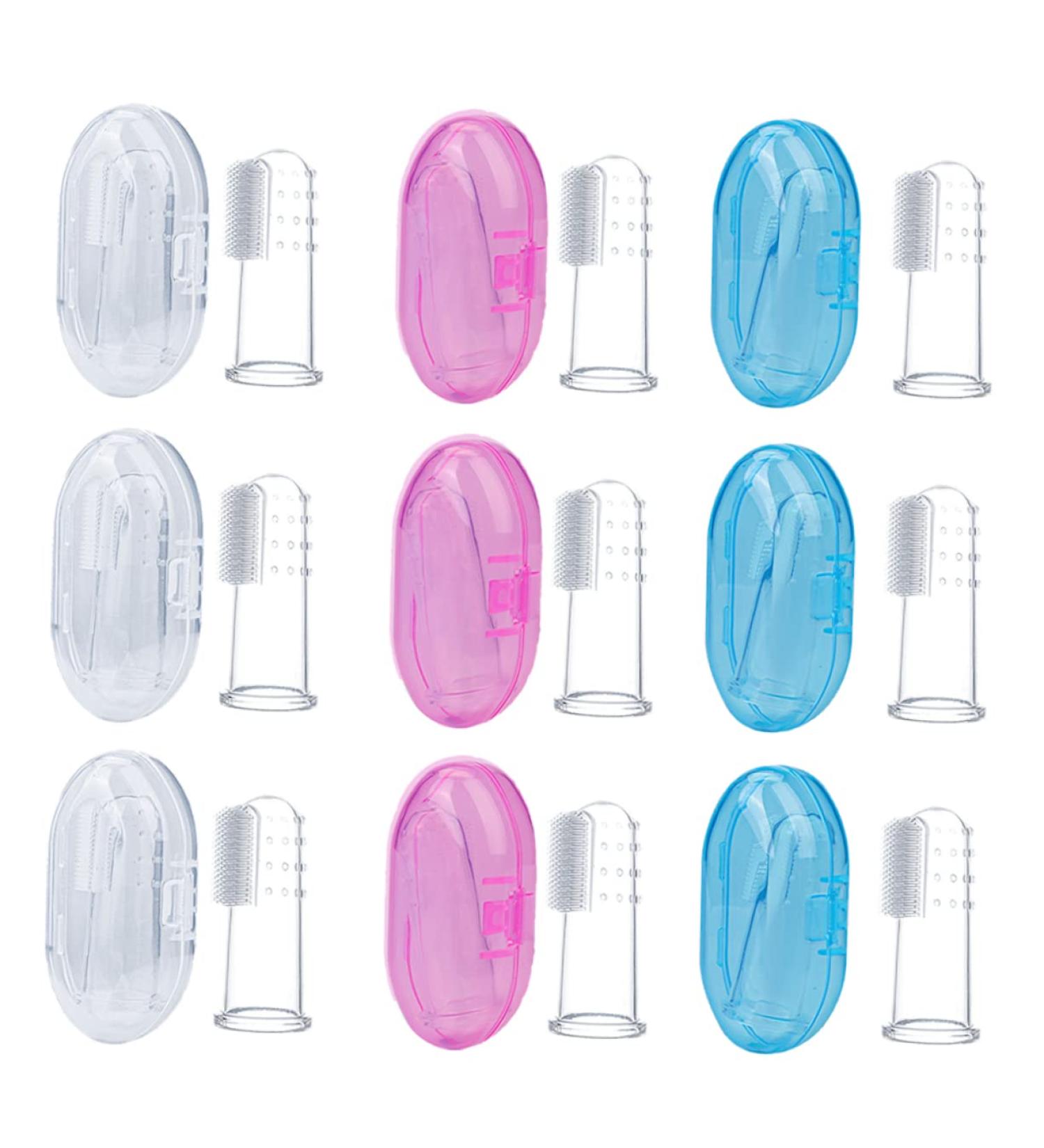 Hapinary 9-Piece Finger Toothbrush Set | Infant Oral Massage & Baby Tooth Cleaner | Toddler Cleaning Brush for Teething Comfort - Buy Online on GoSupps.com