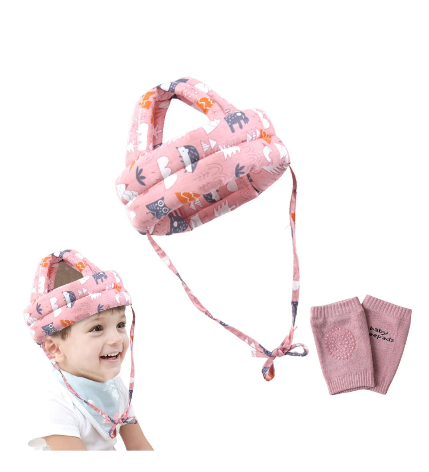Adjustable Protective Helmet for Children - Breathable Anti-Collision Baby Cap in Pink Forest - Buy Online on GoSupps.com