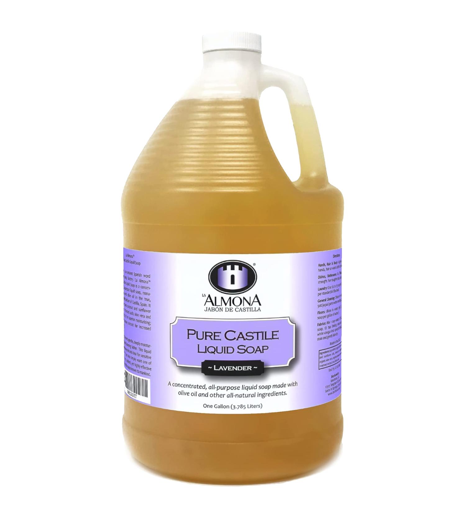 La Almona Lavender Castile Liquid Soap 1 Gallon - All-Natural Multipurpose Soap for Sensitive Skin - Hand, Face, Body, Laundry, Dishes & More - Scented with Essential Oils - 128 Fl Oz - Buy Online on GoSupps.com
