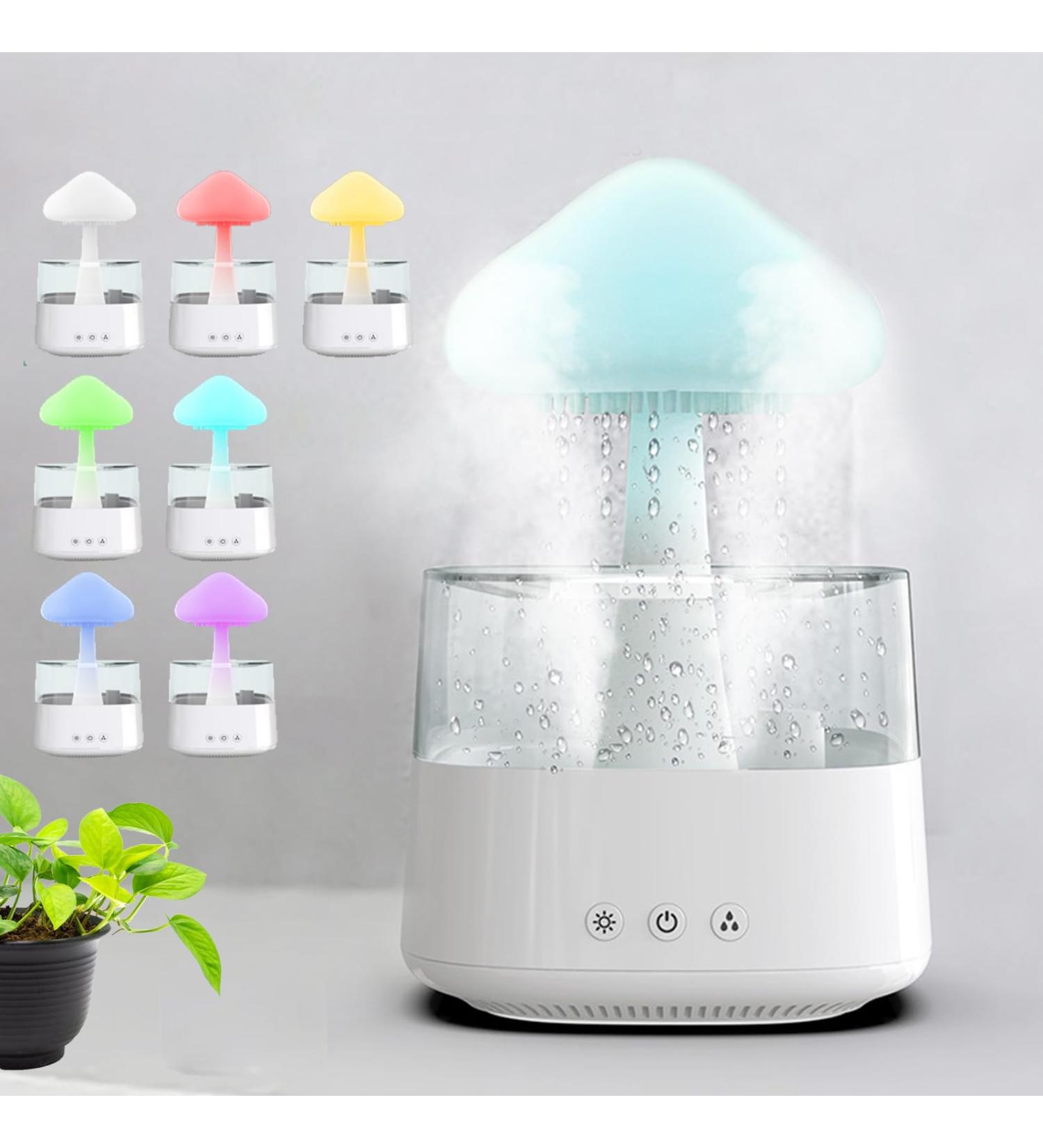 Rain Cloud Night Light & Humidifier - Perfect for Bedroom Living Room & Children's Room | White Rain Cloud Diffuser for Home Office & Yoga - Buy Online on GoSupps.com