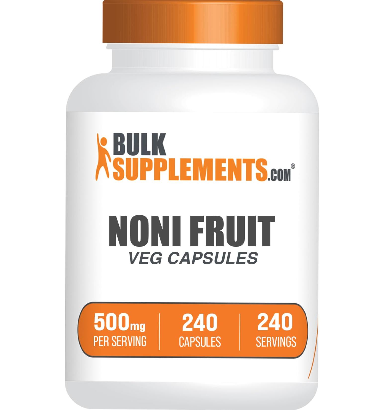 BulkSupplements.com Noni Extract Capsules - Noni Fruit 500mg Superfood Supplement Noni Fruit Supplement - Gluten Free 1 Capsule per Serving 240 Veg Capsules (Pack of 1) - Buy Online on GoSupps.com