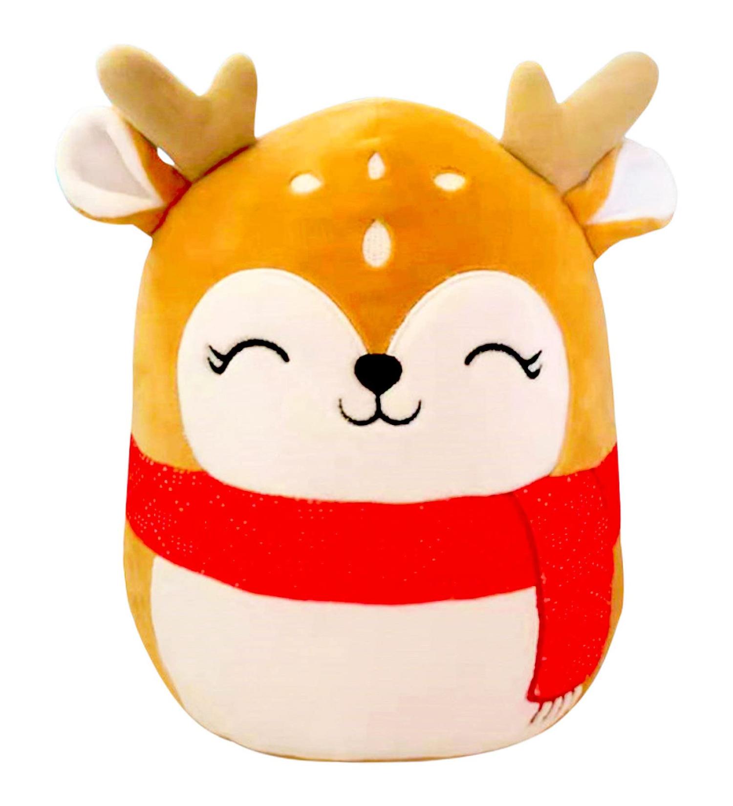 Cute Christmas Reindeer Soft Plush Toy - Xmas Reindeer Pillow Doll for Kids, Boys, Girls - Kawaii Stuffed Animal Gift - Christmas Home Decoration - Buy Online on GoSupps.com