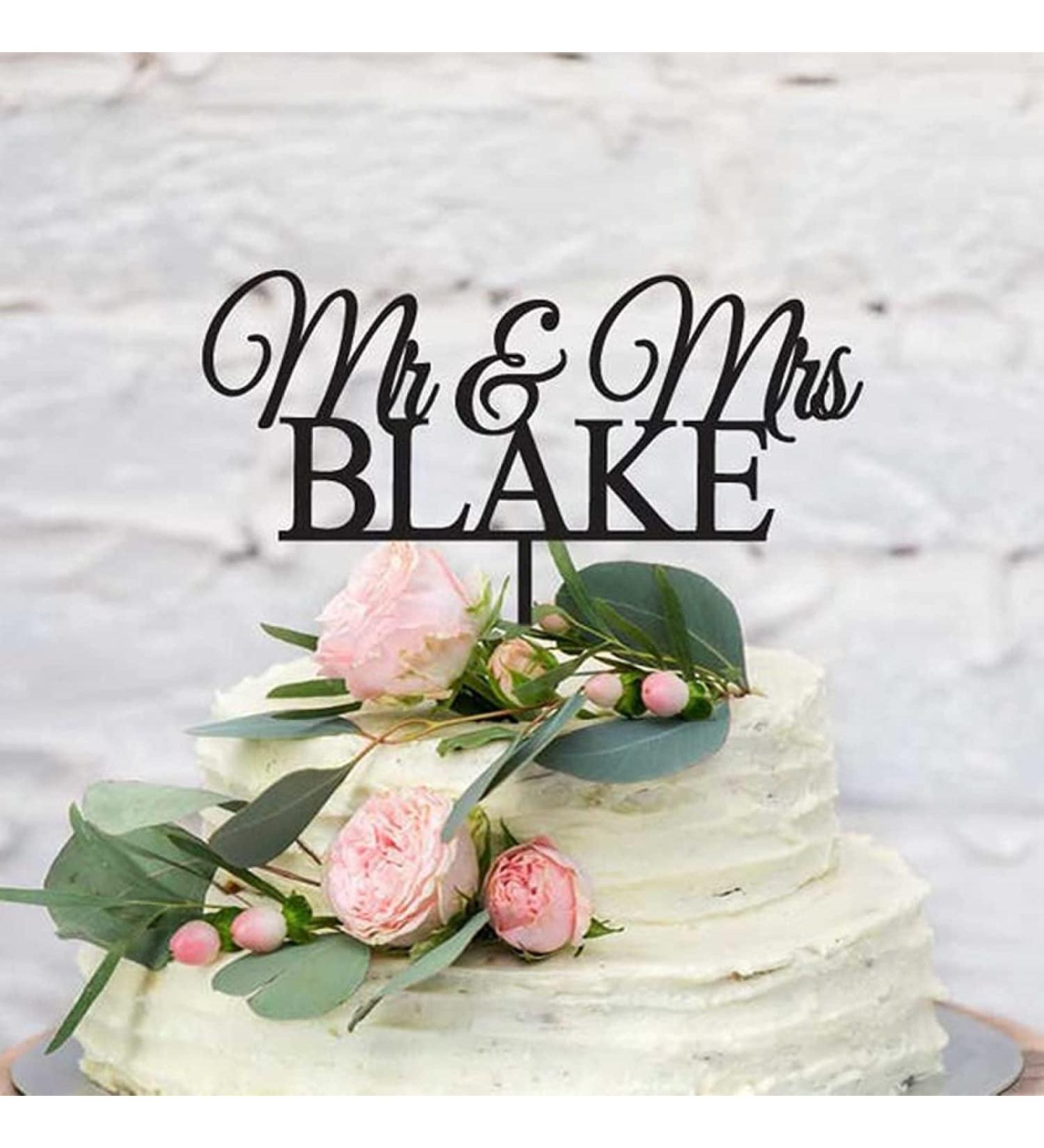 Personalised Cake Toppers Cake Decorations 1pcs Mr and Mrs Wedding Cake Toppers Anniversary Cake Decorations Party Dessert Decor Supplies for Couple (Color : Black2) (Color : Black2) (Color : Black3