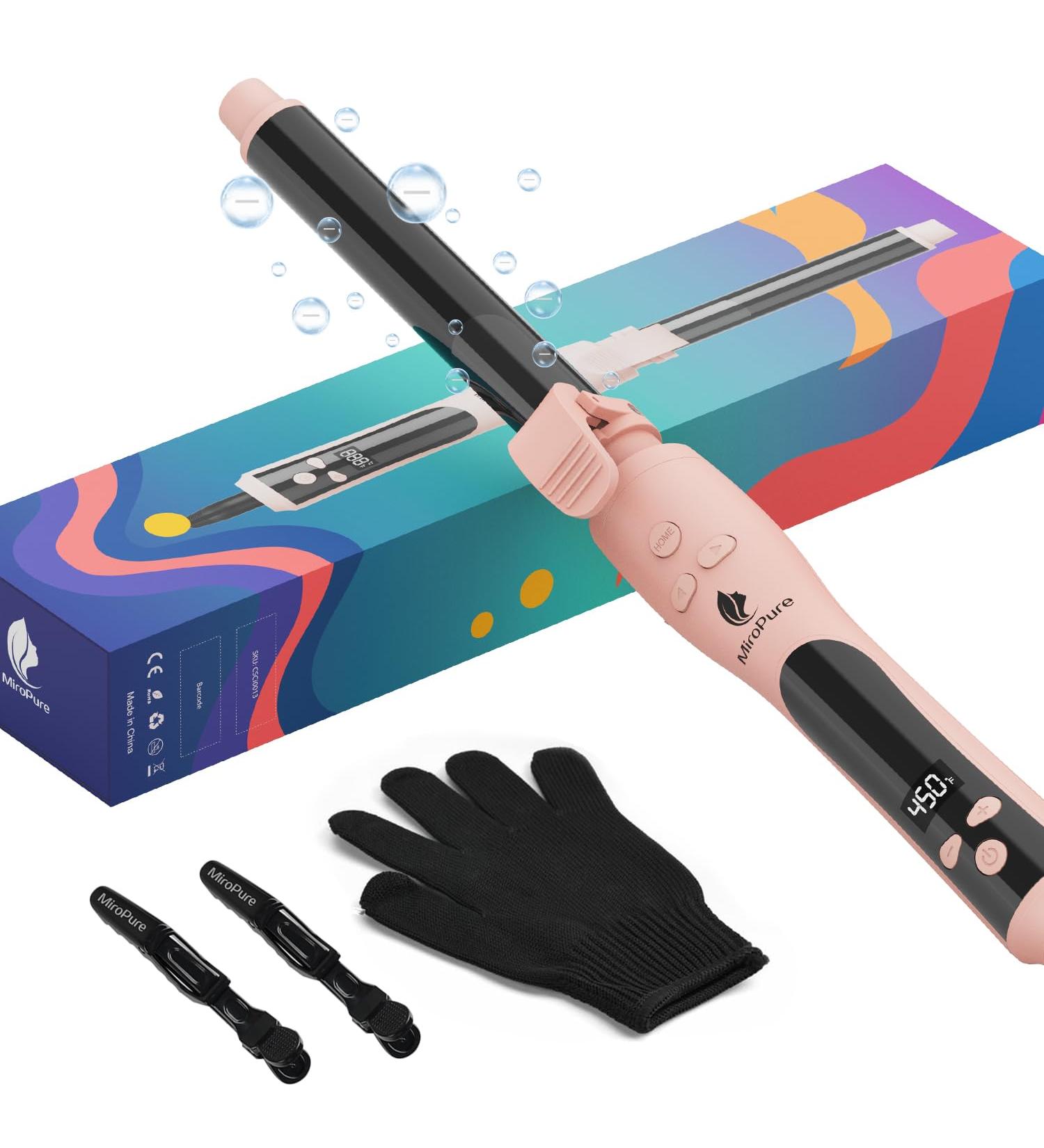 MiroPure Automatic Curling Iron - 1 Inch Ionic Hair Curler for Perfect Waves & Curls | Self Rotating Wand with Longer Barrel & Unique Anti-Hit Button | International Shipping Available - Buy Online on GoSupps.com