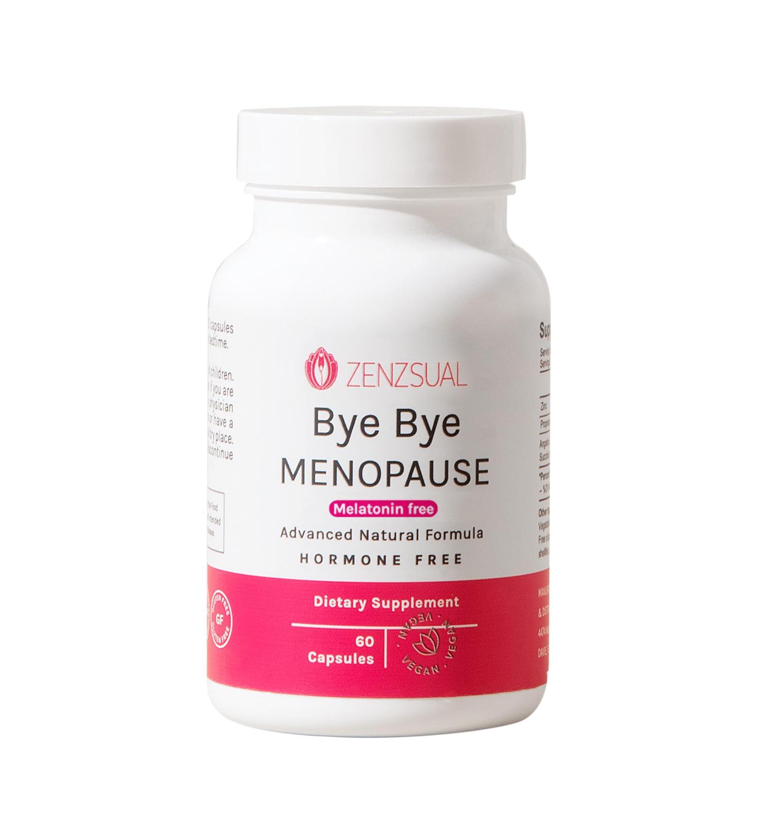 ZENZSUAL Bye Bye Menopause - 100% Vegan Hormone Support Estrogen & Sugar Free - 60 Capsules for Menopause Relief - Buy Online on GoSupps.com