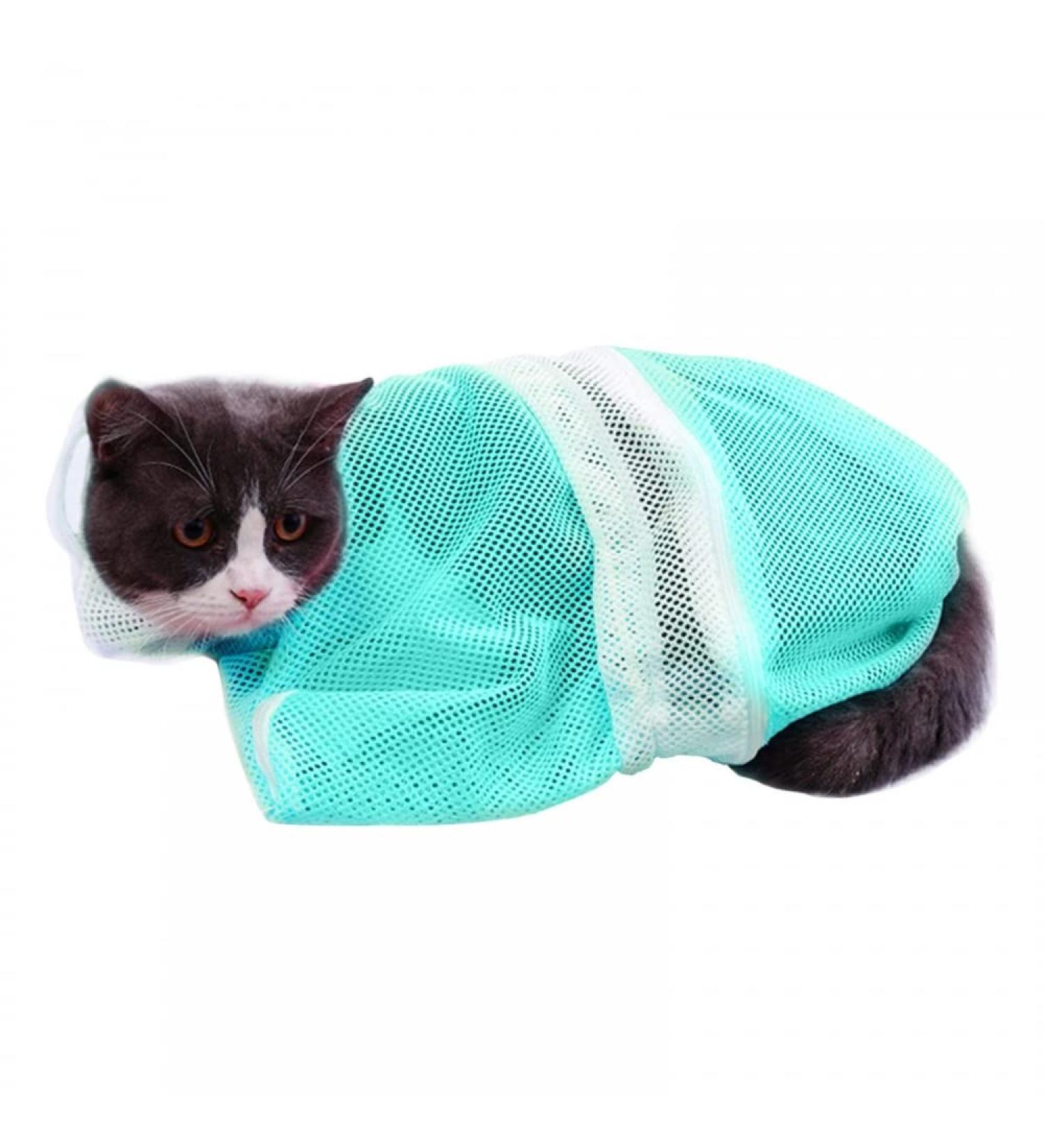DONGKER Cat Bath Bag Cat Grooming Bag Adjustable Anti-bite Anti-scratch Restraint Bag for Cat Pet Bathing Nail Trimming Medicine Taking green - Buy Online on GoSupps.com