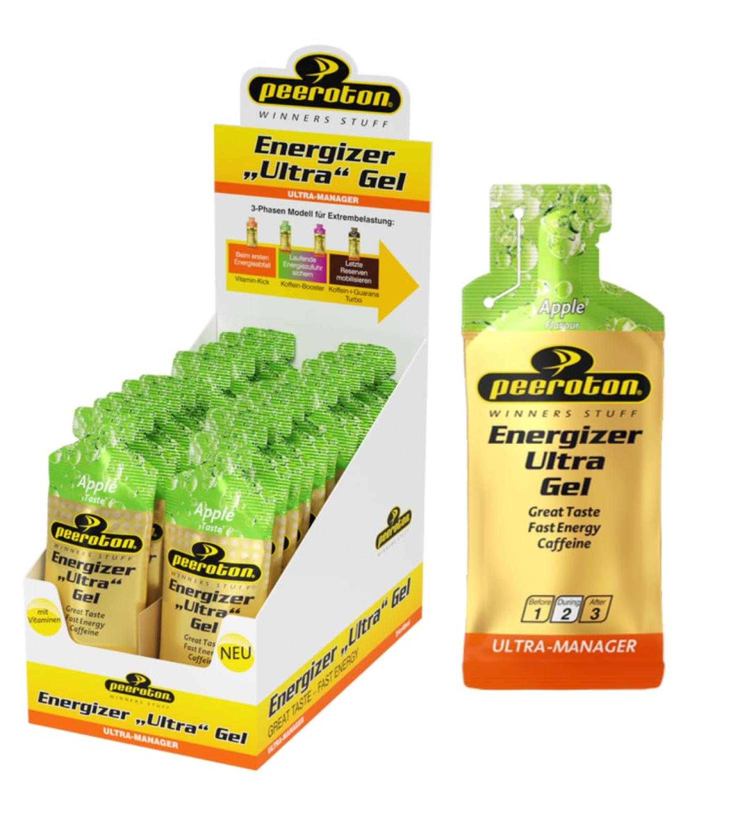 Peeroton Energizer Ultra Gel Apple - Isotonic Energy Gel for Endurance | 26.5g Carbs Quick Energy Boost Easy to Digest | 40ml (24 Pack) - Buy Online on GoSupps.com