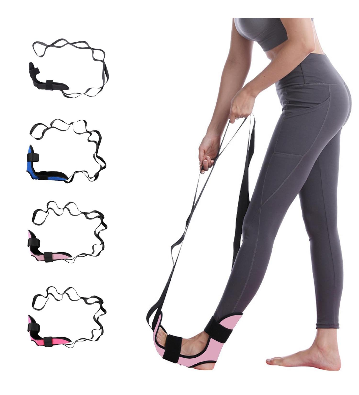 Lushnessu Fitness Foot and Calf Stretcher Strap for Plantar Fasciitis Achilles Tendonitis and Hamstring Yoga Stretching Belt with Instruction Guide(Pink) - Buy Online on GoSupps.com