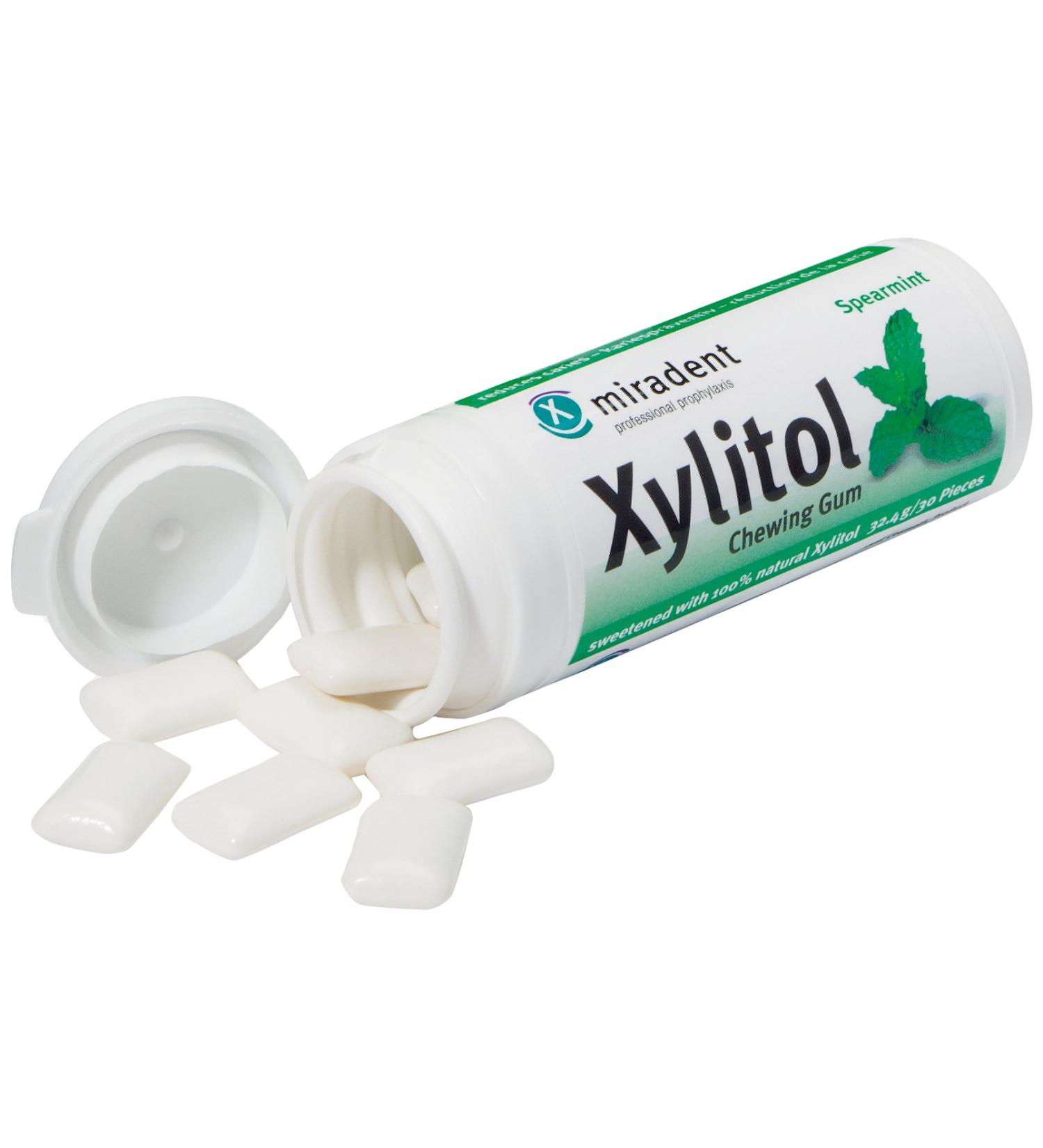 Miradent Xylitol Chewing Gum, Mint Green, 4 x 30 g