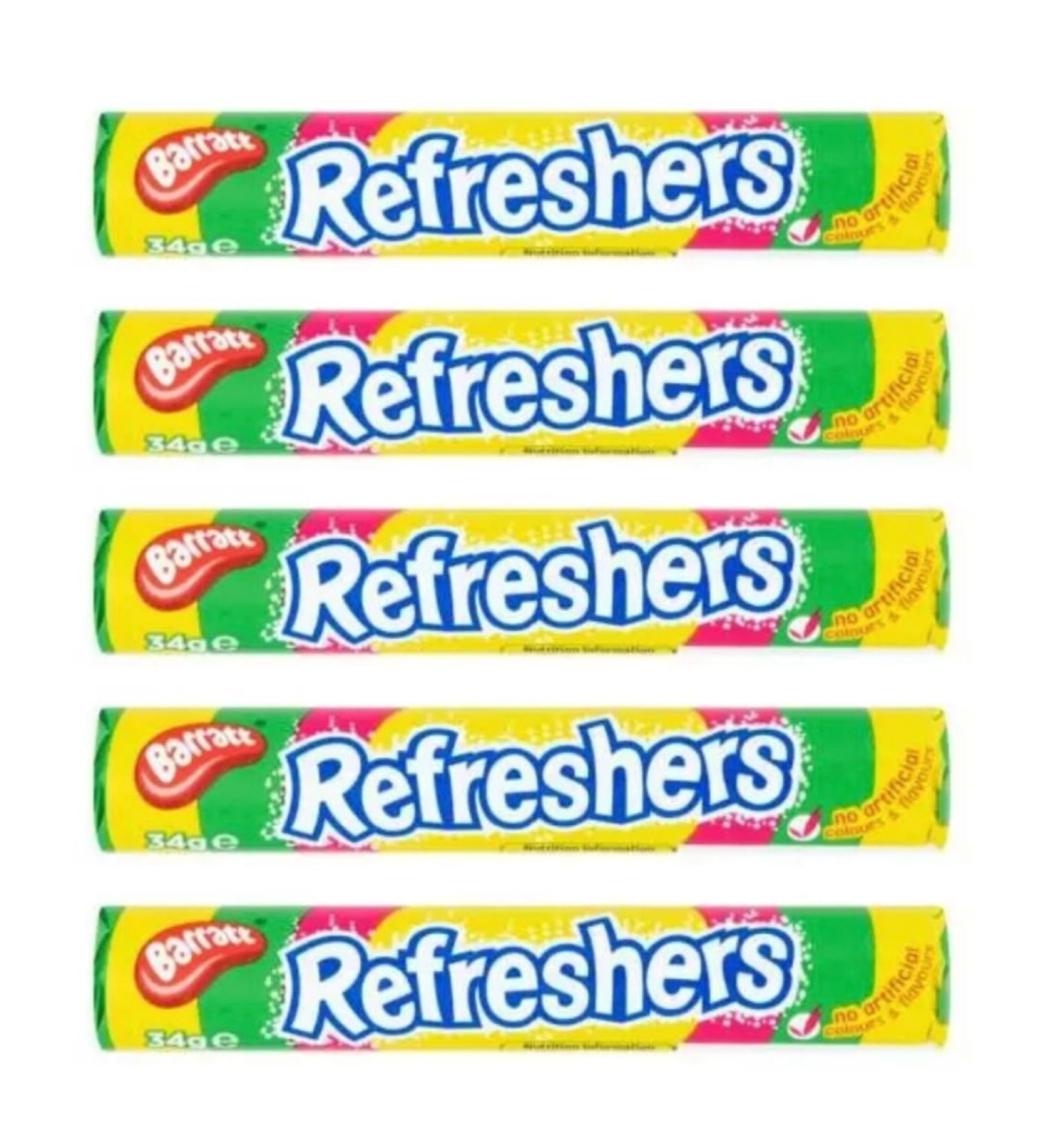 Barratt Refreshers Fruity Flavour Fizzy Sweets - 5 x 34g Candy Rolls Multipack - Buy Online on GoSupps.com