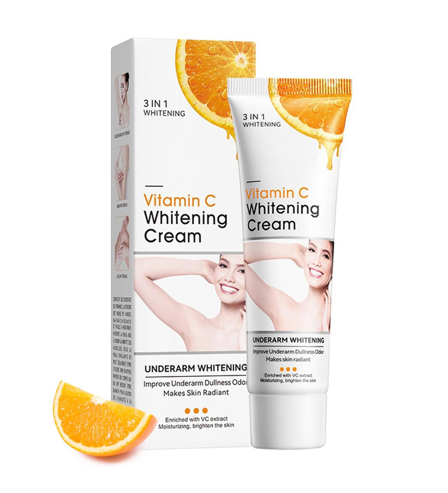 Skin Lightening Cream Vitamin C Skin Whitening Cream Moisturizing Underarm Whitening Cream for Body Armpit Knees Legs and Inner Thigh Reduce Fine Lines Even Skin Tone (50g) - Buy Online on GoSupps.com