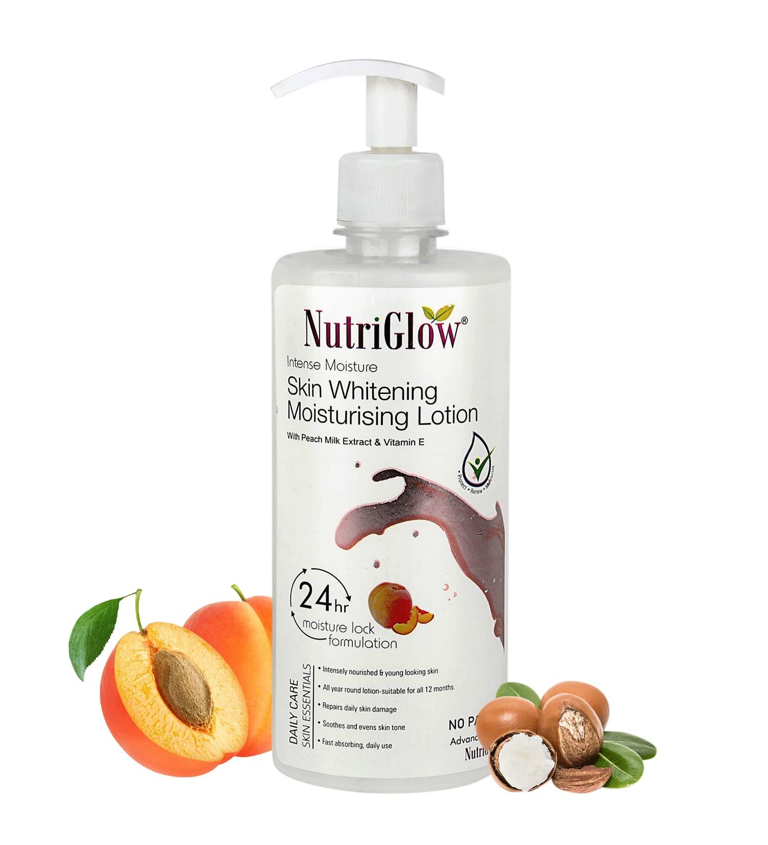 Nutriglow Intense Moisture Body Lotion with Peach Milk Extract & Vitamin E for Deep Hydration Dry Itchy Skin Parched Skin All Skin Types 500Ml - Buy Online on GoSupps.com