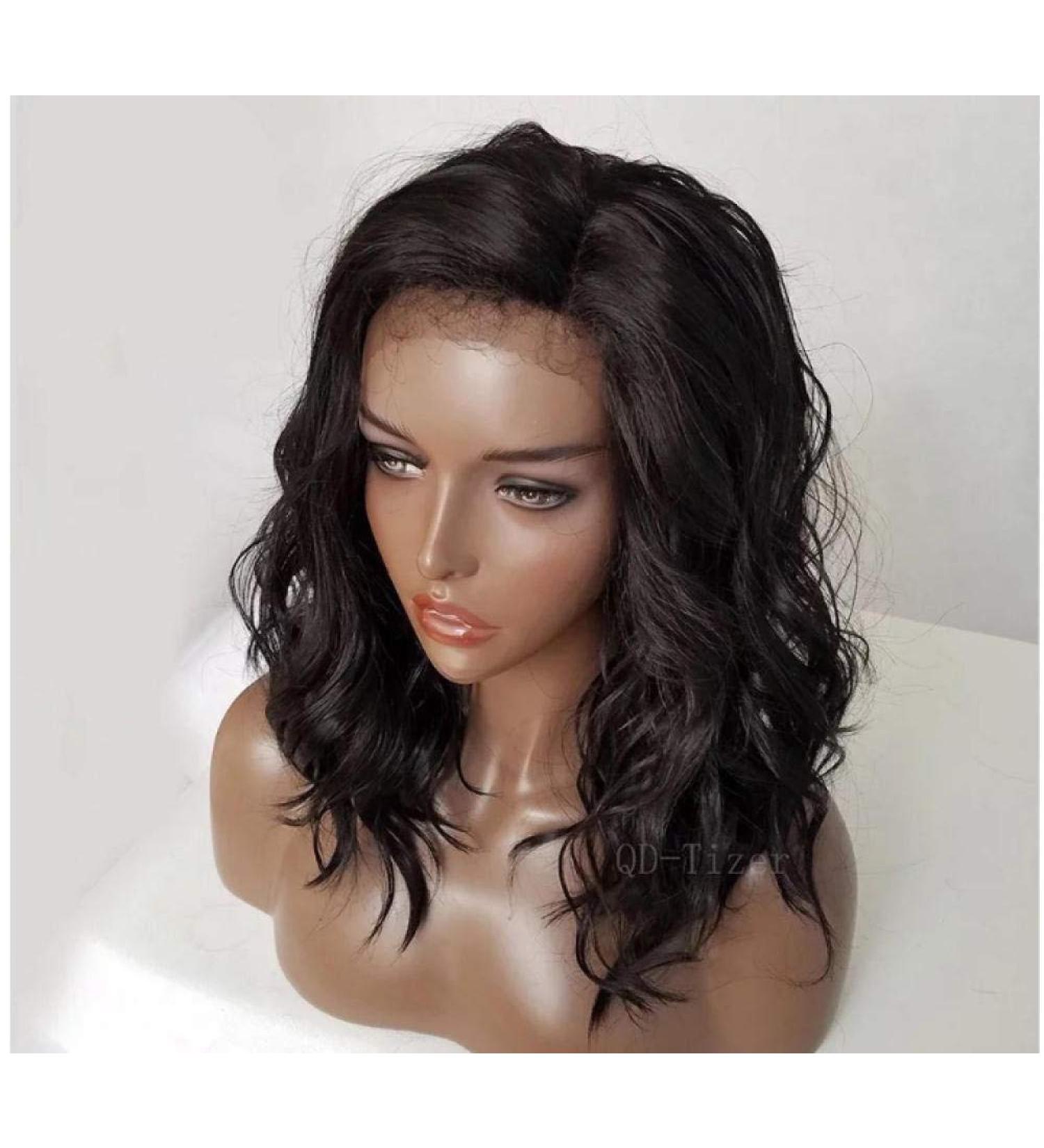 Buy BGHJUE N Wig | Stylish Black Short Synthetic Wig with Side Fringe | 50% Human Hair High Density Wig for Women - Buy Online on GoSupps.com
