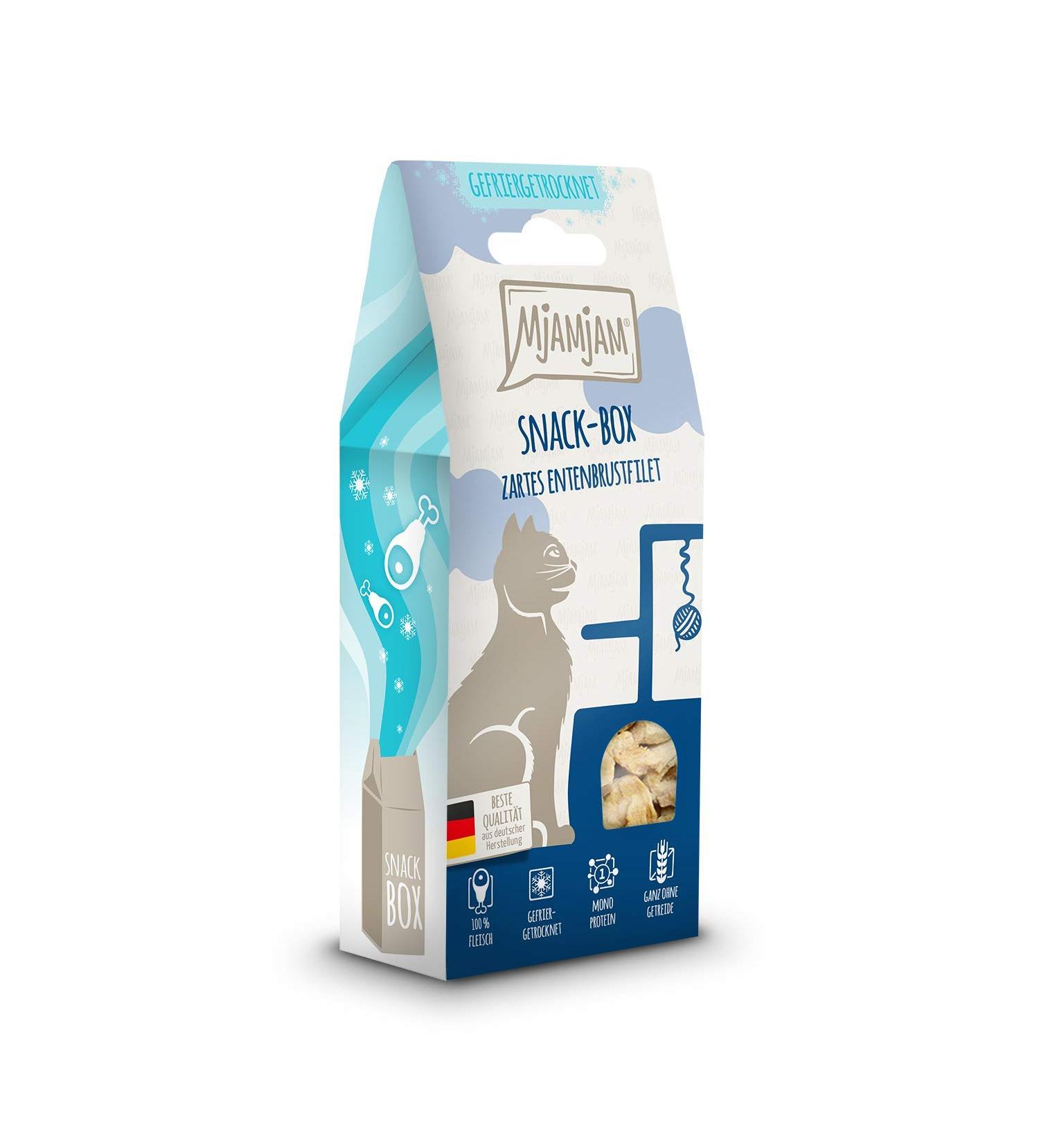 Mjamjam Premium Katzensnack - Tender Duck Breast Fillet Snack Box (40g) - Natural No Synthetic Preservatives - Ideal for Cats - International Shipping - Buy Online on GoSupps.com