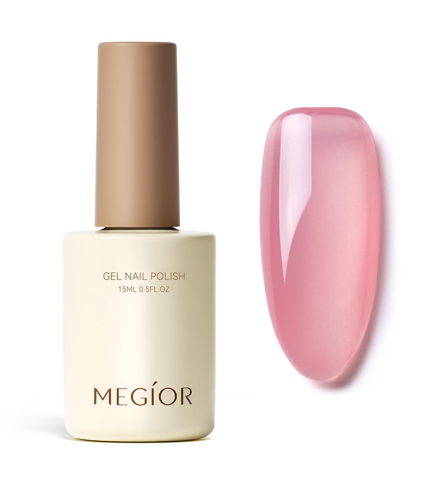 MEGIOR Jelly Pink Gel Nail Polish 15ML Rose Pink Gel Polish 1PC Nail Polish Gel Soak Off UV Gel Polish Translucent Color Neutral Gel Polish for Nail Art Manicure DIY at Home - Buy Online on GoSupps.com