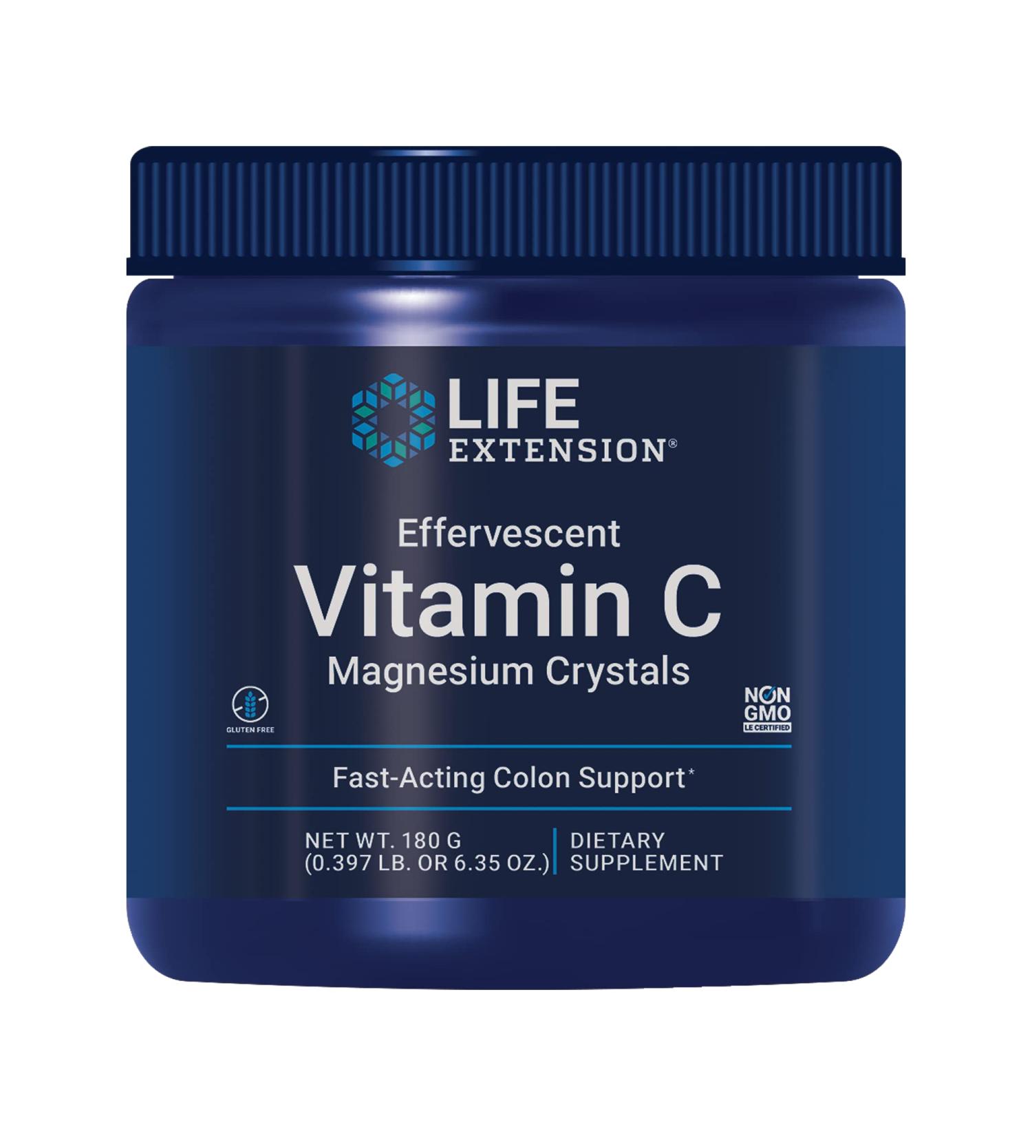 Life Extension Vitamin C-Magnesium Crystals - 180g Powder Supplement for Immune Support - Gluten Free & Non-GMO - Buy Online on GoSupps.com
