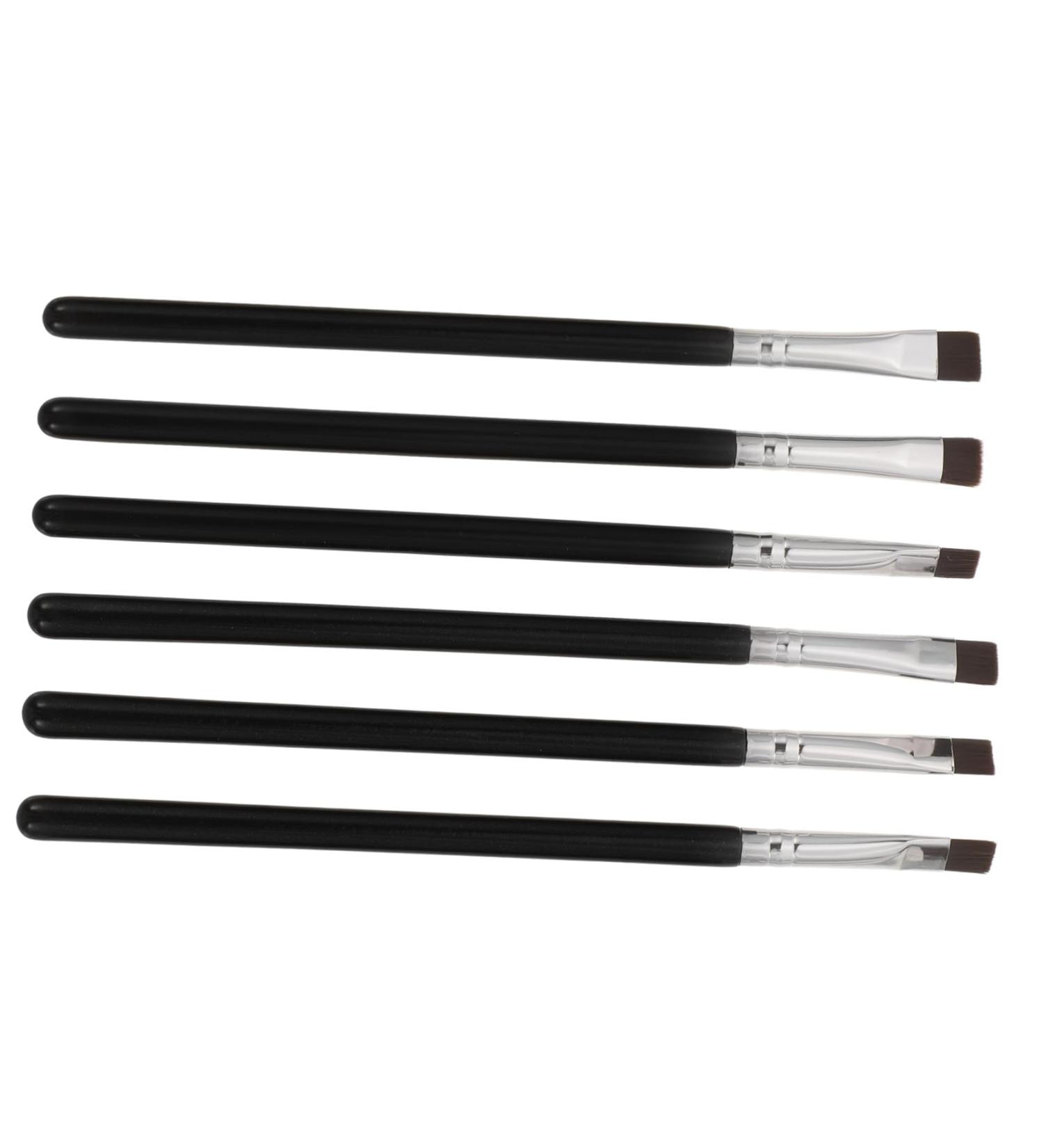 WOONEKY 6pcs Flat Eyebrow Brush Cosmetics Eye Brush Define Cosmetics Brush Makeup Brush Wooden Handle Black - Buy Online on GoSupps.com