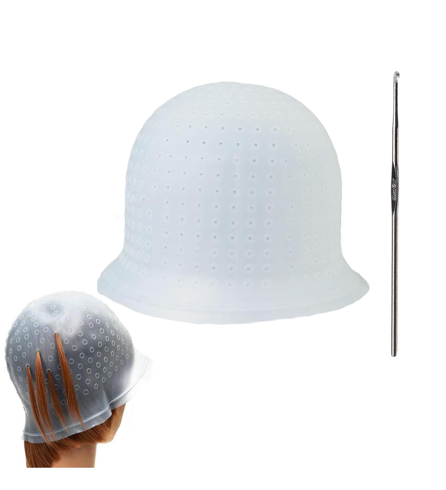 Pre-punched with Holes Silicone Highlight Cap with Needle Streaking Cap Professional Reusable Hair Highlighting Caps And Hook Kit Salon Hairdressing Dyeing Staining Tools for Women Men - Buy Online on GoSupps.com