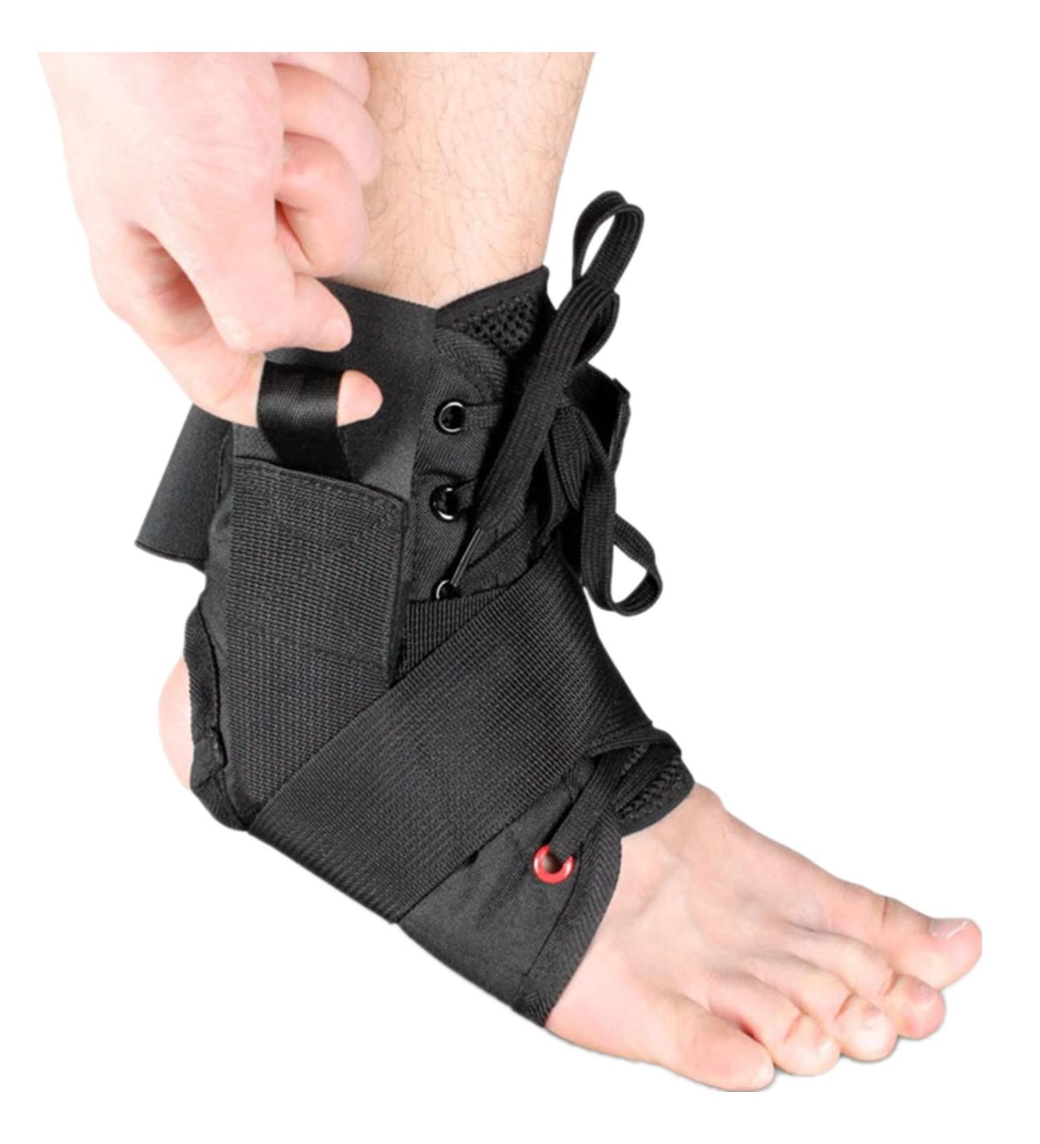 Lace Up Ankle Brace for Men & Women | Adjustable Ankle Support for Injury Recovery | Ankle Stabilizer for Basketball Volleyball & Tennis (Large) - Black - Buy Online on GoSupps.com