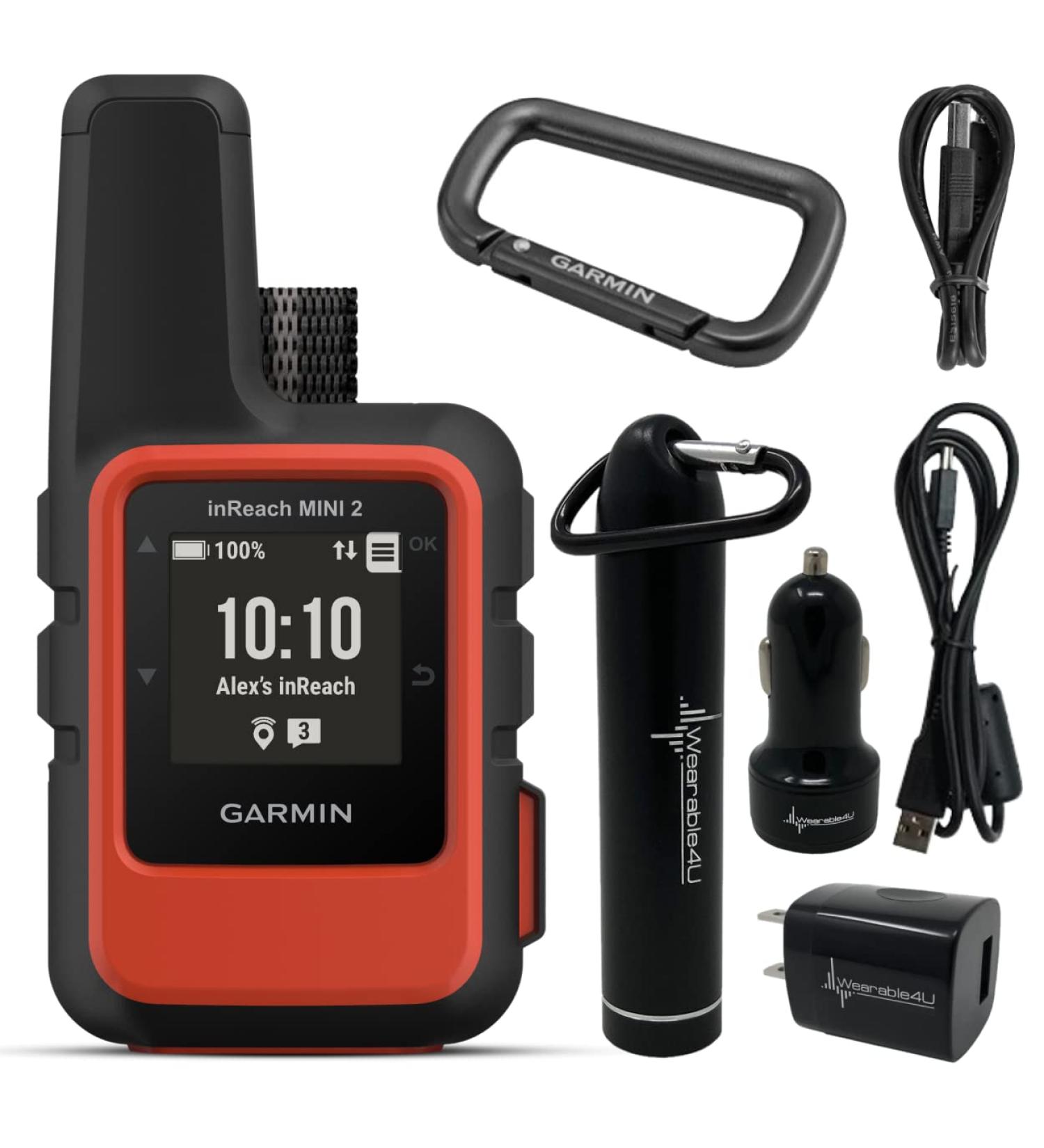 Garmin inReach Mini 2 Satellite Communicator Bundle (Flame Red) with Wearable4U Power Pack - Orange + Power Pack - Buy Online on GoSupps.com