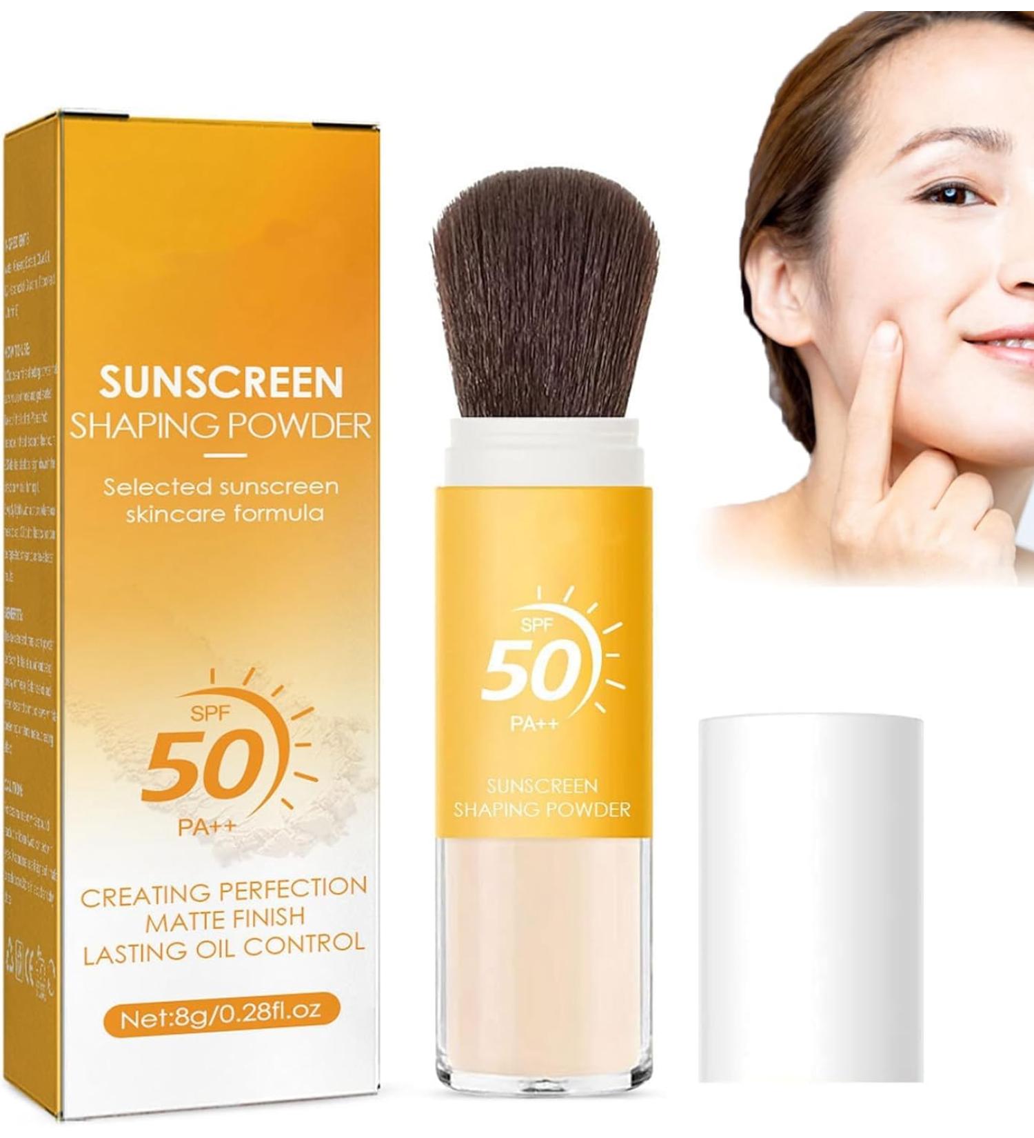 Mineral Powder Sunscreen Brush - Powder Sunscreen for Face Sun Protection Powder Mineral Sunscreen Setting Powder Lasting Lightweight Breathable Oil Control Natural Matte Finish(SPF 50) - Buy Online on GoSupps.com