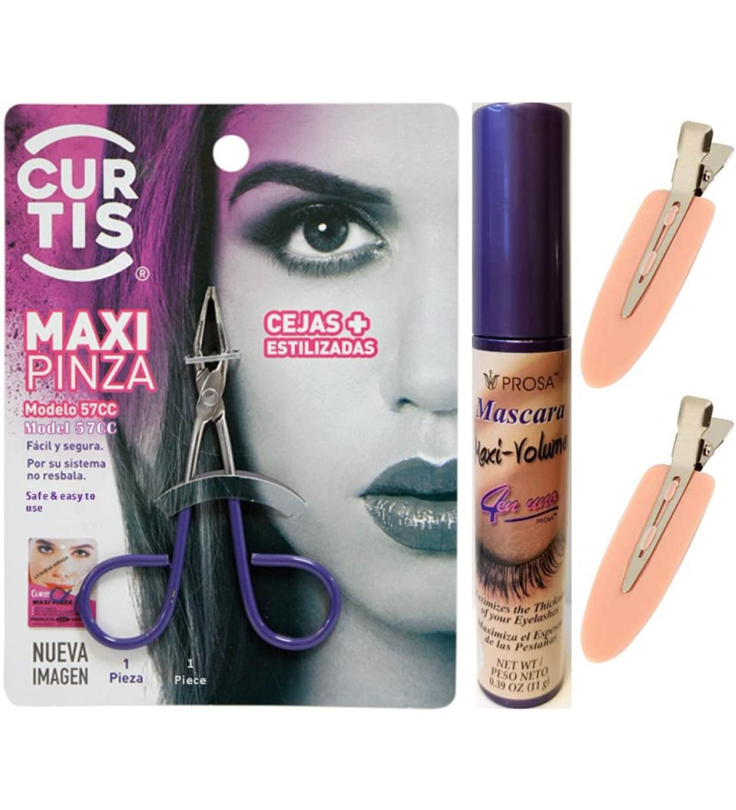 PROSA Professional Volumizing Mascara - Intense Length, Buildable, Defining, Curling, Waterproof - Lasts 18+ Hrs - Black - Made in Mexico - Includes 1 Curtis Tweezers & 2 Hair Clips - Buy Online on GoSupps.com