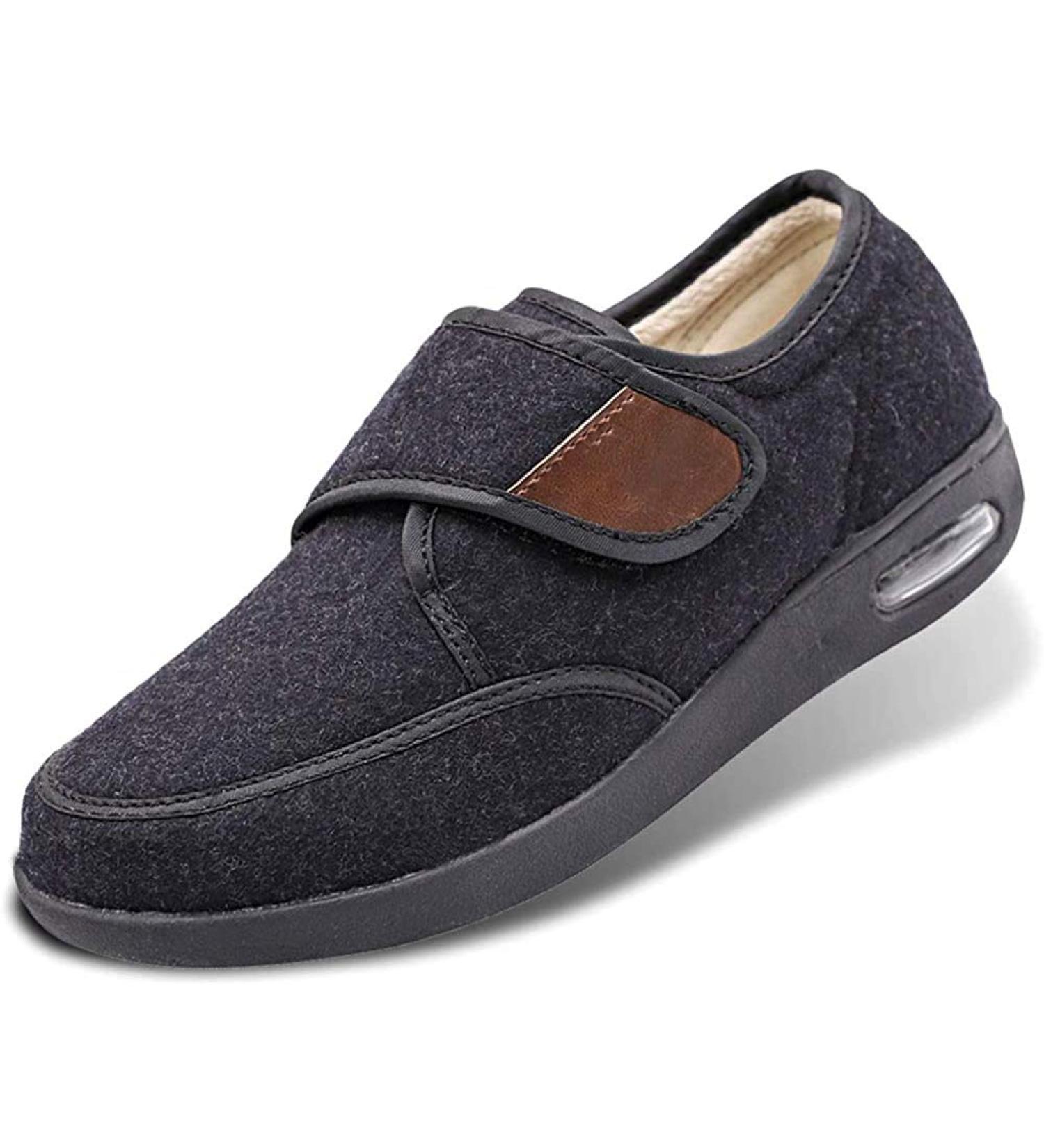 HOAPL Women's Edema Shoes with Adjustable Strap and Air Cushion for Diabetic Plantar Fasciitis - Black, Size 39 - Buy Online on GoSupps.com