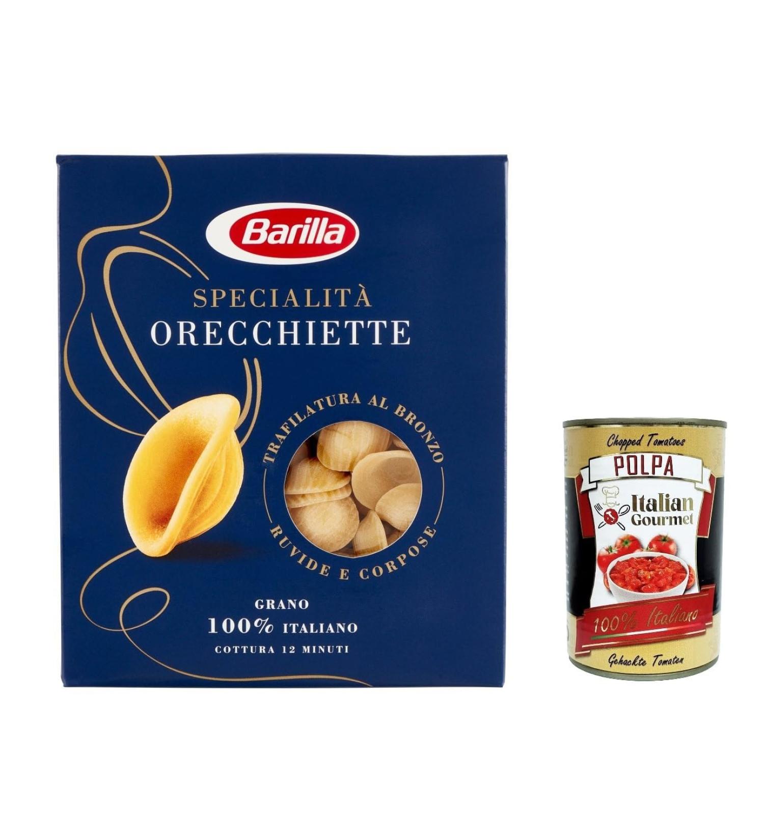 Italian Gourmet E.R. Lot de 5 p tes Barilla Specialit Orecchiette Pugliesi 100 % italiennes 500 g + polpa gourmet italien 400 g - Buy Online on GoSupps.com
