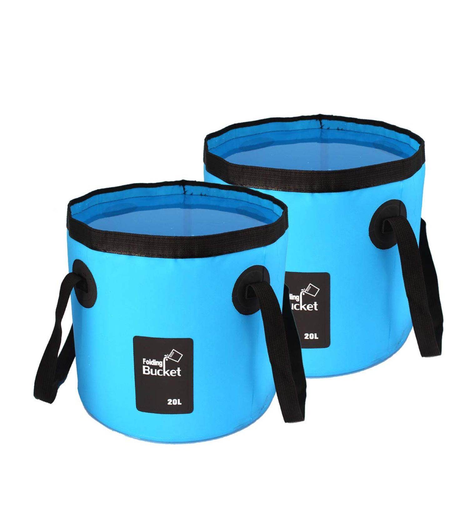 2 Pack Collapsible Buckets Camping Water Storage Container 5 Gallon(20L) Portable Folding Bucket Wash Basin for Traveling Hiking Fishing Boating Gardening(Blue) - Buy Online on GoSupps.com