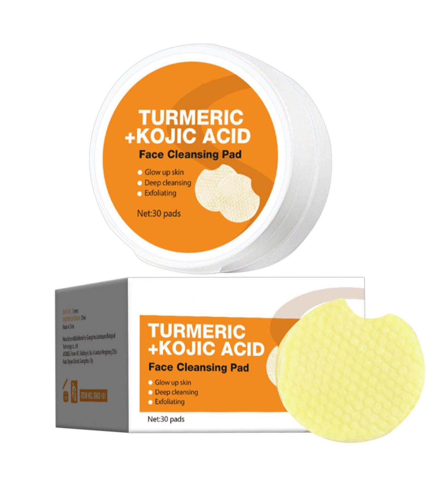 Turmeric Cleansing Pads 30 Pieces Turmeric Kojic Face Pads Turmeric Face Pads to Clear Clogged Pores Dark Spots and Dull Skin - Buy Online on GoSupps.com