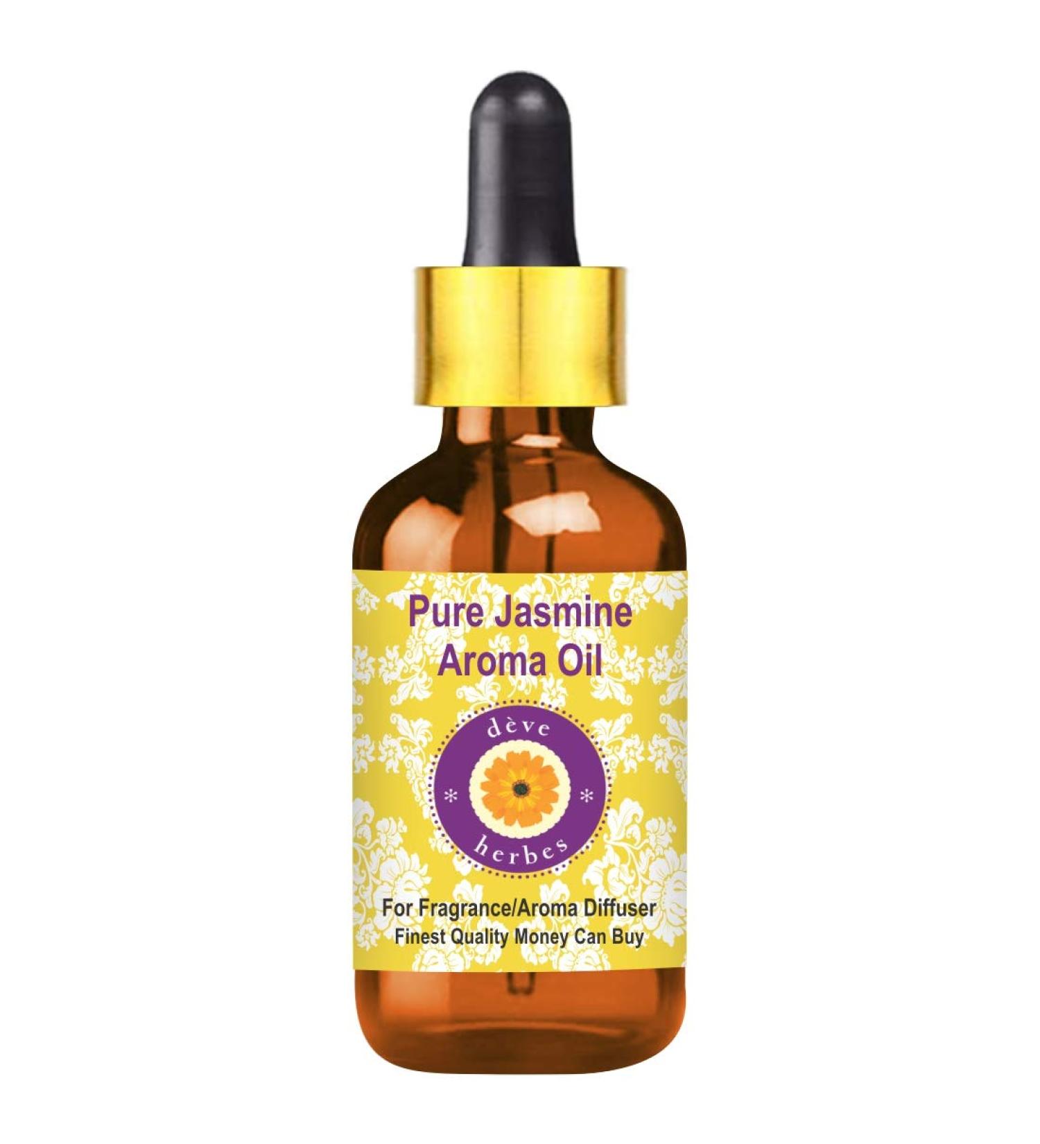Deve Herbes Pure Jasmine Aroma Oil 100ml | Ideal for Aroma Diffusers | Includes Glass Dropper - Buy Online on GoSupps.com