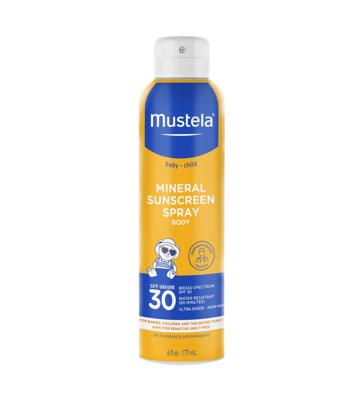 Mustela Baby Mineral Sunscreen Spray SPF 30 - Non-Nano, Fragrance-Free, 6 fl.oz - Buy Online on GoSupps.com
