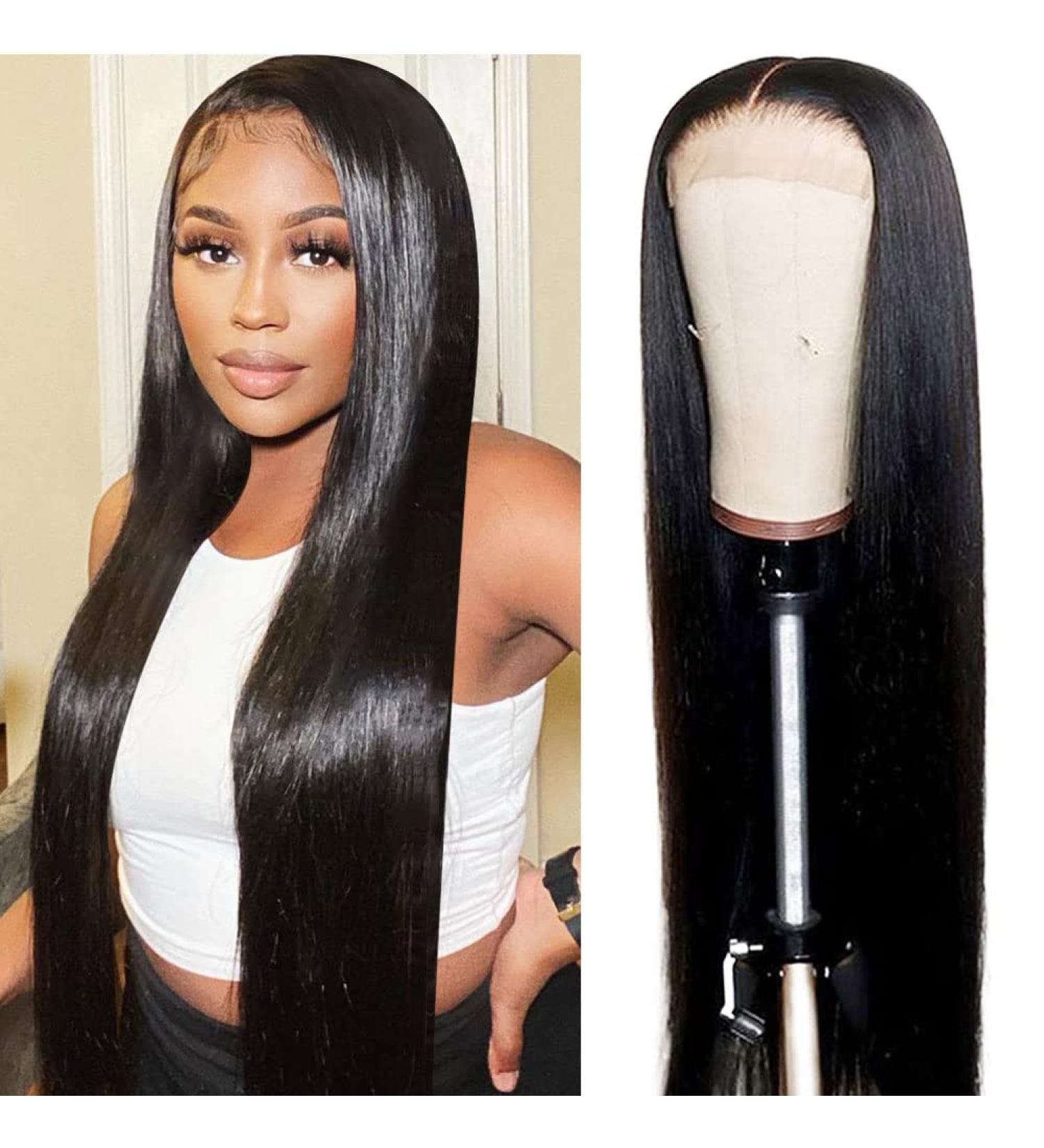 5x5 Straight Lace Front Human Hair Wig 26 Inch - Free Part, Pre-Plucked, 180% Density Brazilian Virgin Hair - HD Lace Closure for Black Women - Buy Online on GoSupps.com