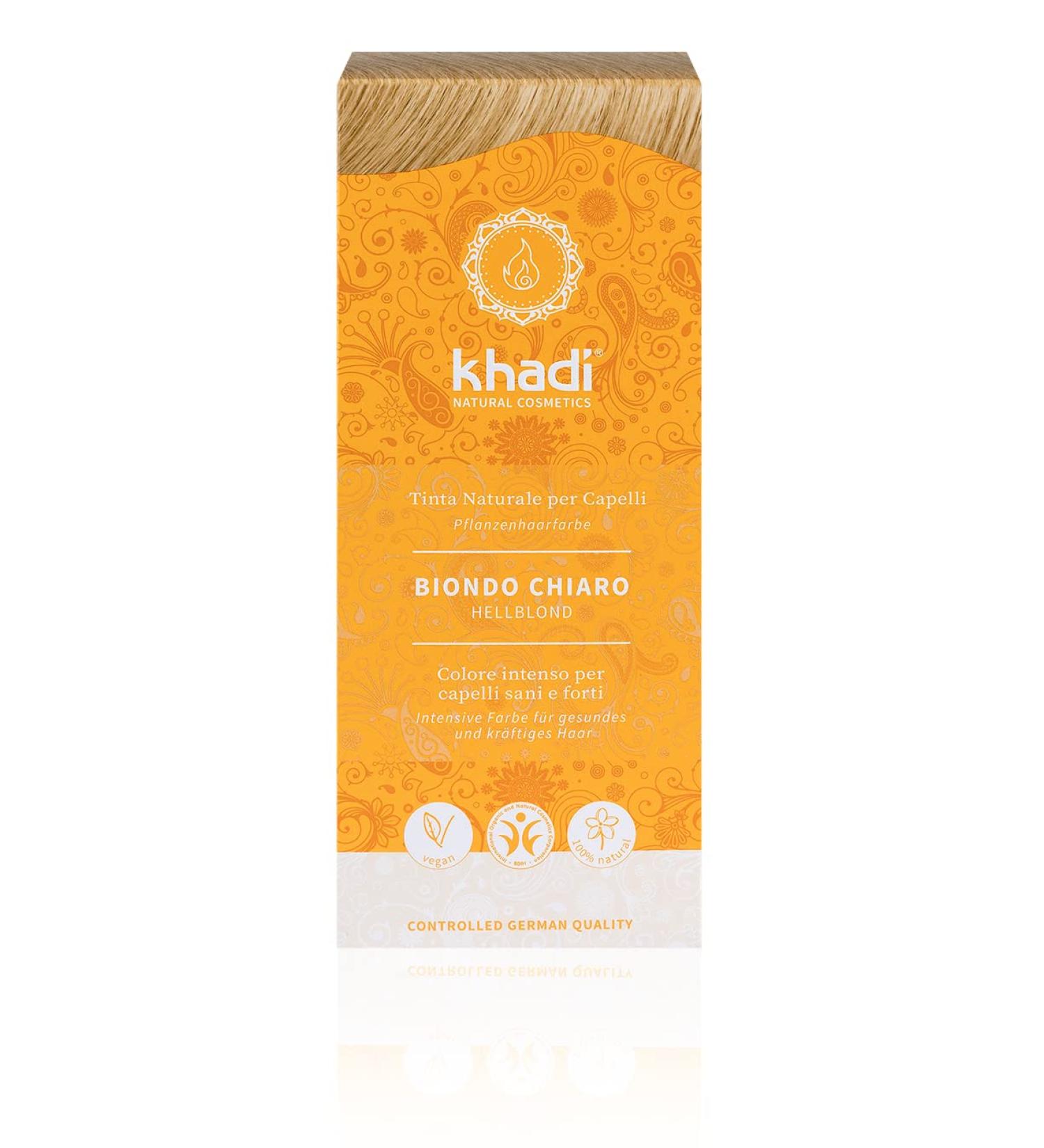Khadi Hellblond Plant Hair Color - 100% Vegan Natural Cosmetics for Radiant Wheat & Honey Blonde | 100g Light Blonde - Buy Online on GoSupps.com