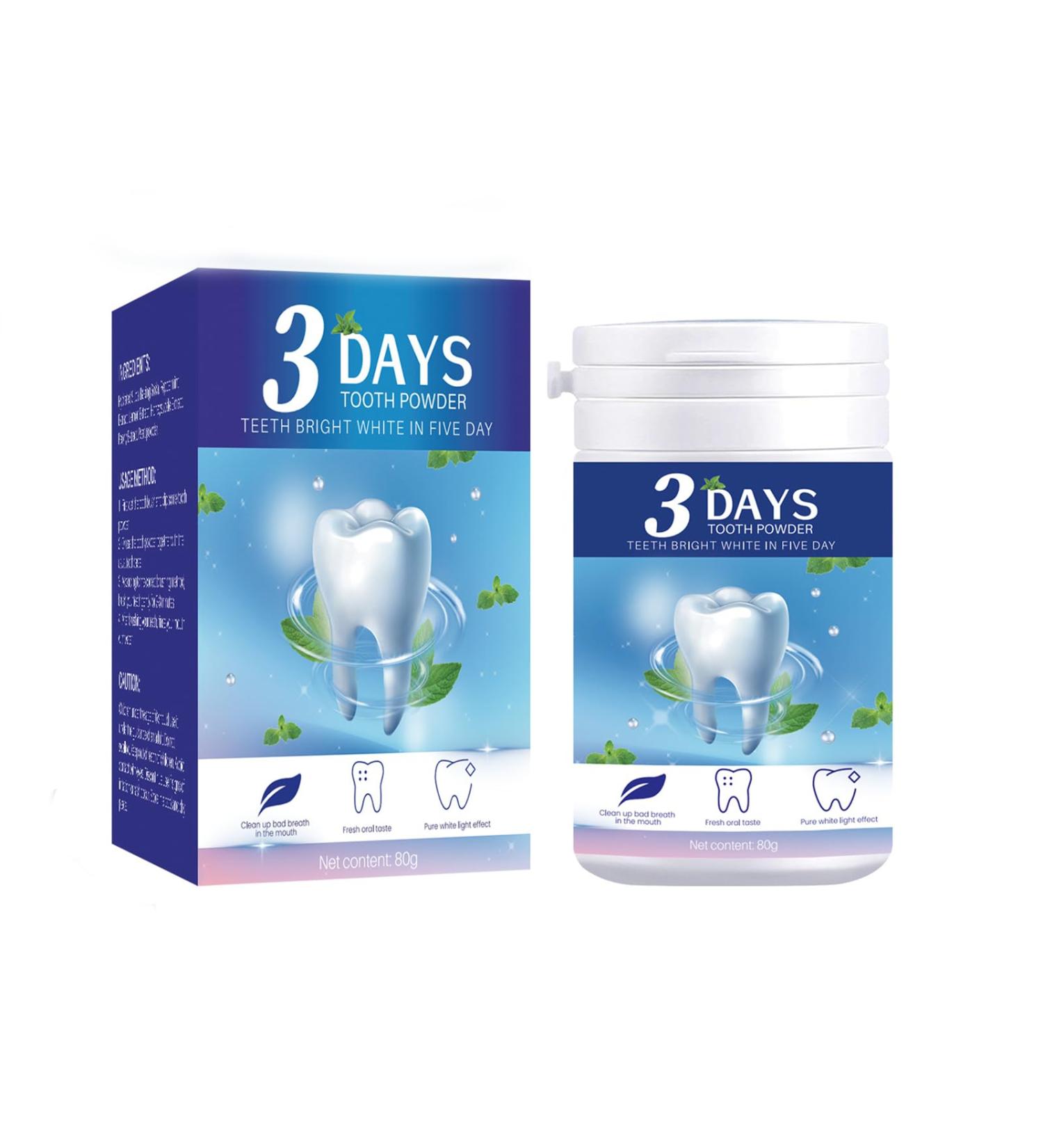 3 Days Tooth Powder Teeth Whitening Powder Remineralizing Tooth Powder for Sensitive Teeth Stain Remover Tooth Polisher Tooth Paint Brightens and Strengthens Enamel in 5 Days 2.82 Ounce (Pack of 1) - Buy Online on GoSupps.com