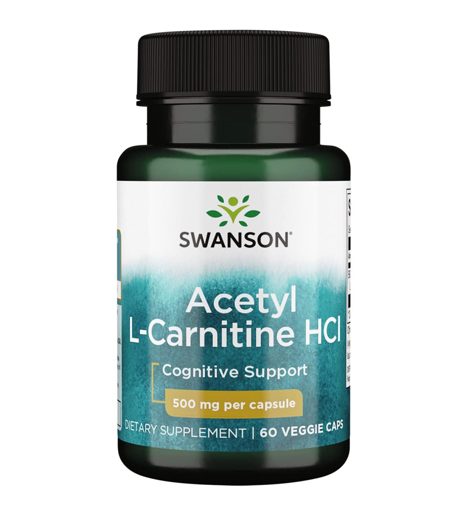 Swanson Acetyl L-Carnitine Hcl 500mg 60 Veg Capsules - Buy Online on GoSupps.com