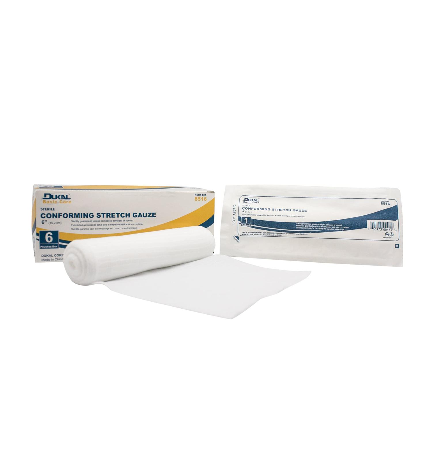 Dukal 8516 Basic Care Conforming Stretch Gauze Bandage - Sterile 6 Pack | International Shipping Available - Buy Online on GoSupps.com