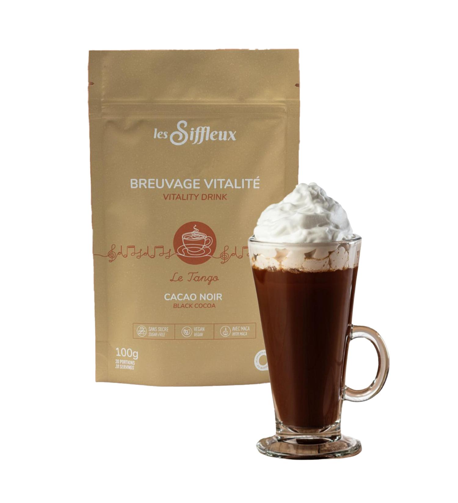 LES SIFFLEUX Vitality Drink (Tango 100g) Pure Dark Cacao Maca & MCT Powder Sugar-Free Hot Chocolate Powder - Natural Energy from Maca Roots Dark Chocolate Powder Vegan Latte Mix - Buy Online on GoSupps.com