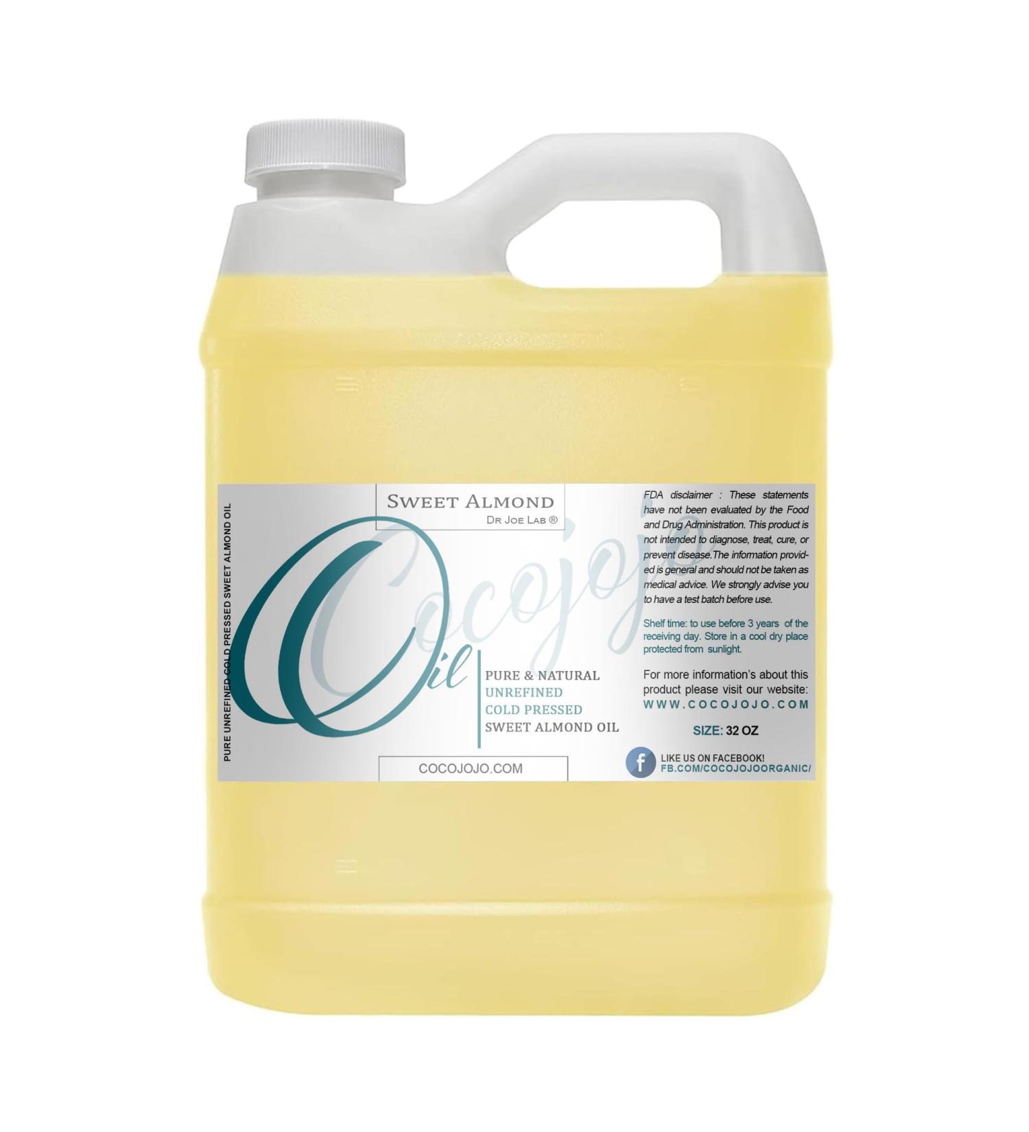 Dr Joe Lab Sweet Almond Oil for Hair Sweet Almond Oil for Skin Body Nails Pure Natural Cold Pressed Unrefined Extra Virgin Moisturizes & Nourishes - 32 Fl Oz - Packaging May Vary - Buy Online on GoSupps.com