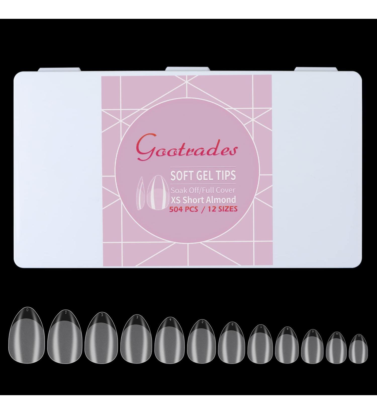 Gootrades XS Almond Gel Nail Tips Set - 504PCS Half Matte Soft Gel Full Cover Tips for Salon-Quality Extension and DIY Nail Art at Home - Buy Online on GoSupps.com