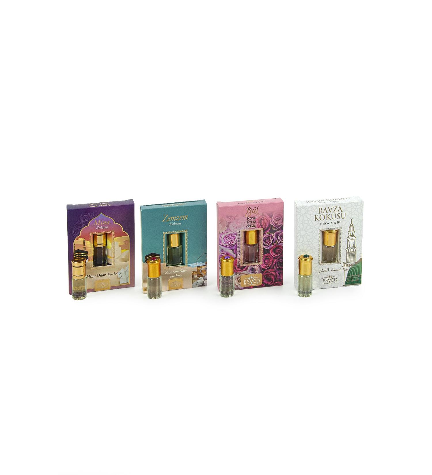 ihvan online Personal Fragrance Prayer Rug Fragrance Islamic Perfume Oil Rollerball for Men & Women Alcohol Free Sacred Scents for Worship Pack of 4-12 mL / 0.40 Fl Oz Mina Rose Zamzam Ravza Mina - Rose - Zamzam - Ravza 0.1 Fl Oz (Pack of 4) - Buy Online on GoSupps.com