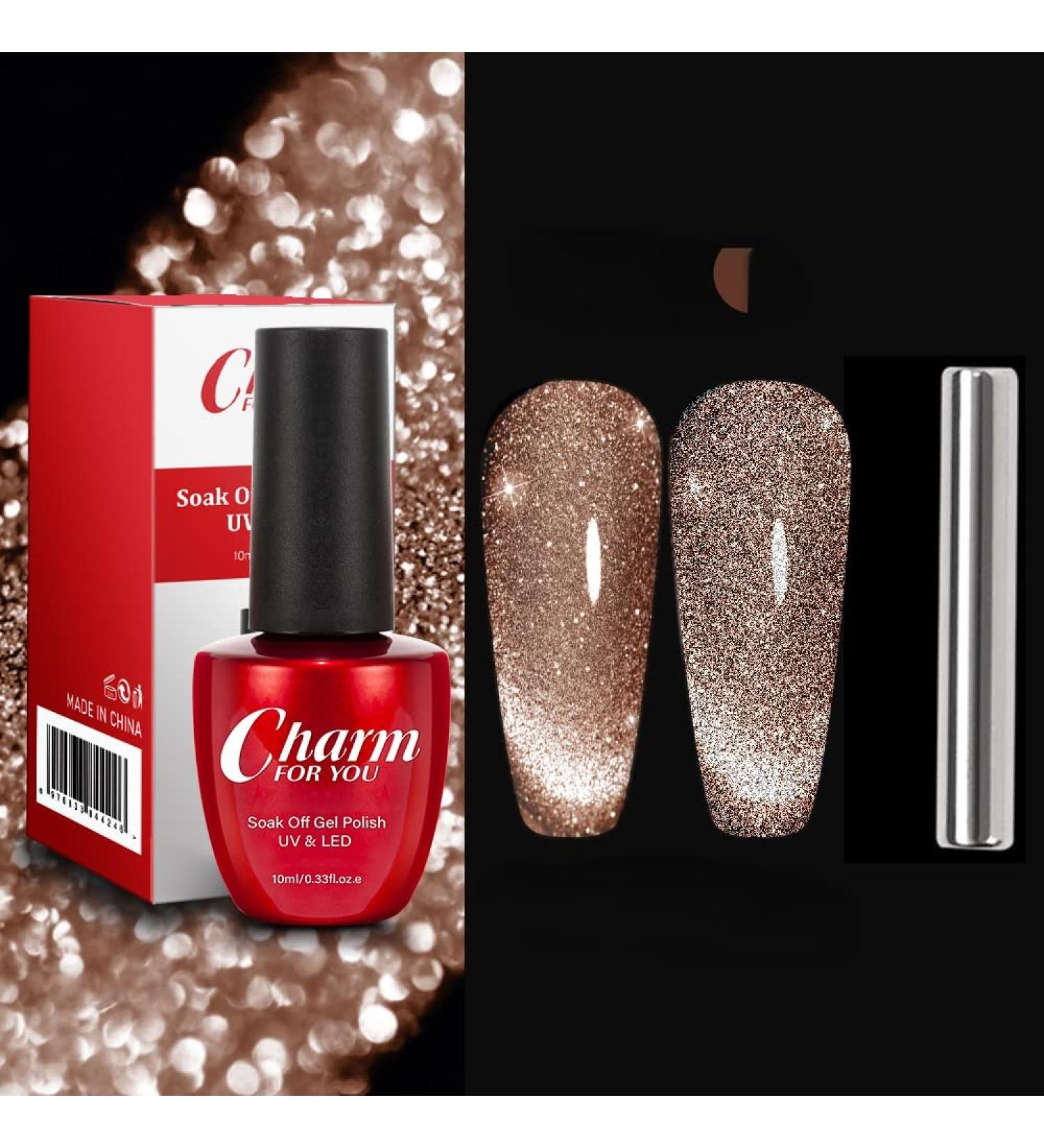 Rose Gold Glitter Gel Nail Polish - Magnetic Sparkling Broken Gel for Halloween Party - Buy Online on GoSupps.com