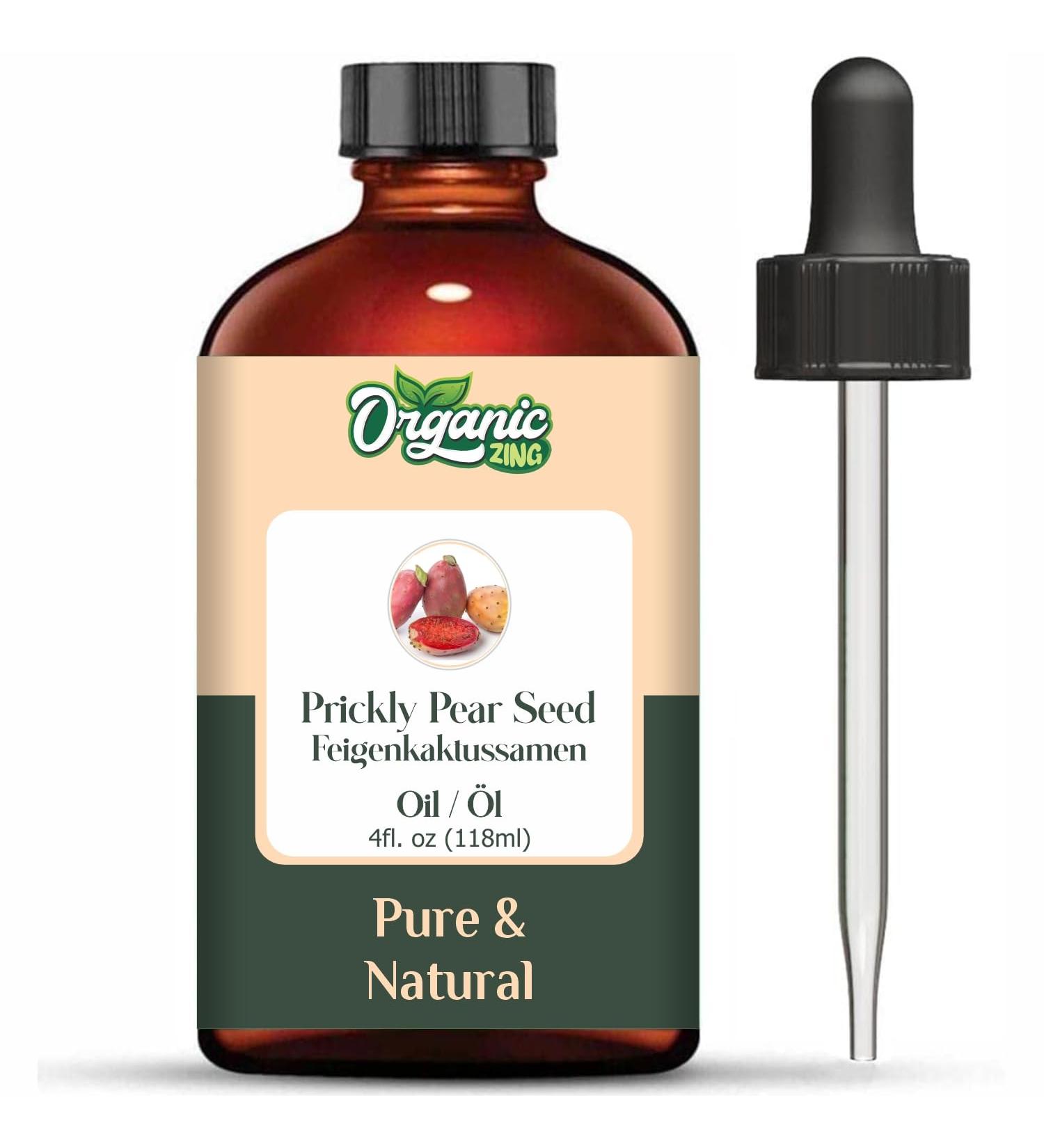  ORGANIC ZING Organic Zing Prickly Pear Seed Oil | Pure & Natural Essential Oil for Skincare Hair Care & Massage - 118ml/3.99fl oz - Buy Online on GoSupps.com
