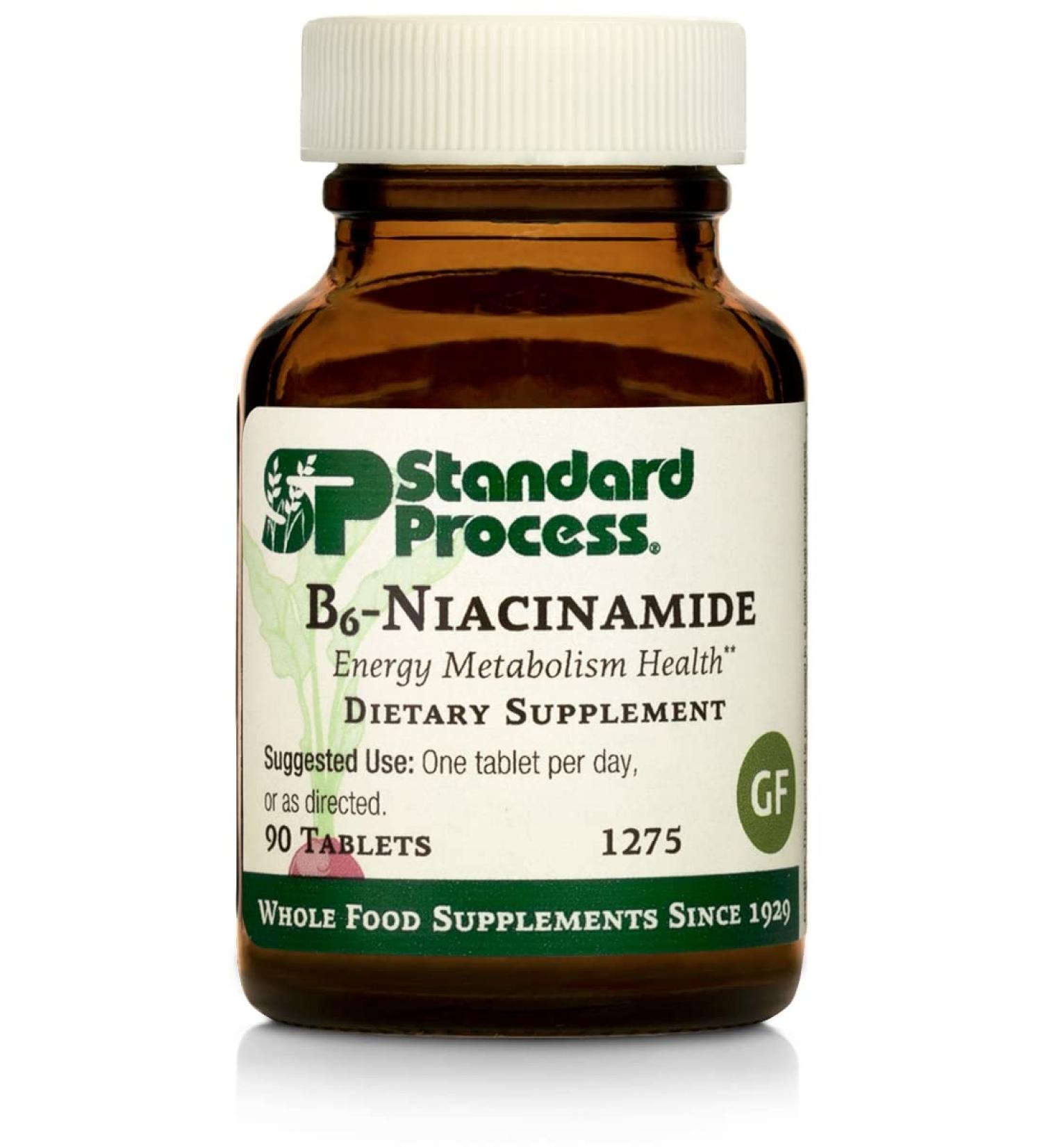 Standard Process B6-Niacinamide Supplement - Energy Metabolism, Heart Health & Digestion Support - Vitamin B6, Niacin, Ascorbic Acid, Reishi & Shiitake Mushroom - 90 Tablets - Buy Online on GoSupps.com