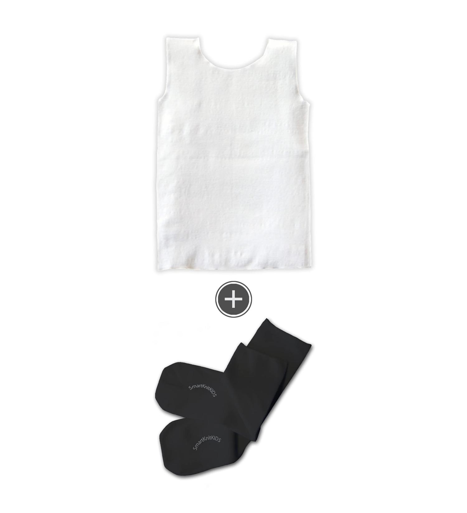 SmartKnitKIDS Compresso-T Deep Pressure Sensory Compression Undershirt & Seamless Sensitivity Socks - White/Black (Small/Medium) - Buy Online on GoSupps.com